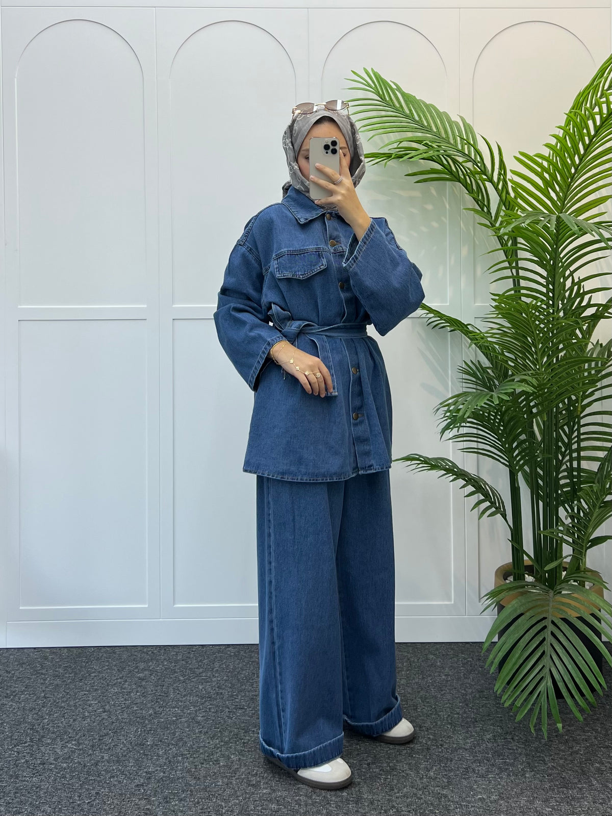 Sove Kemerli Denim Takım 62805