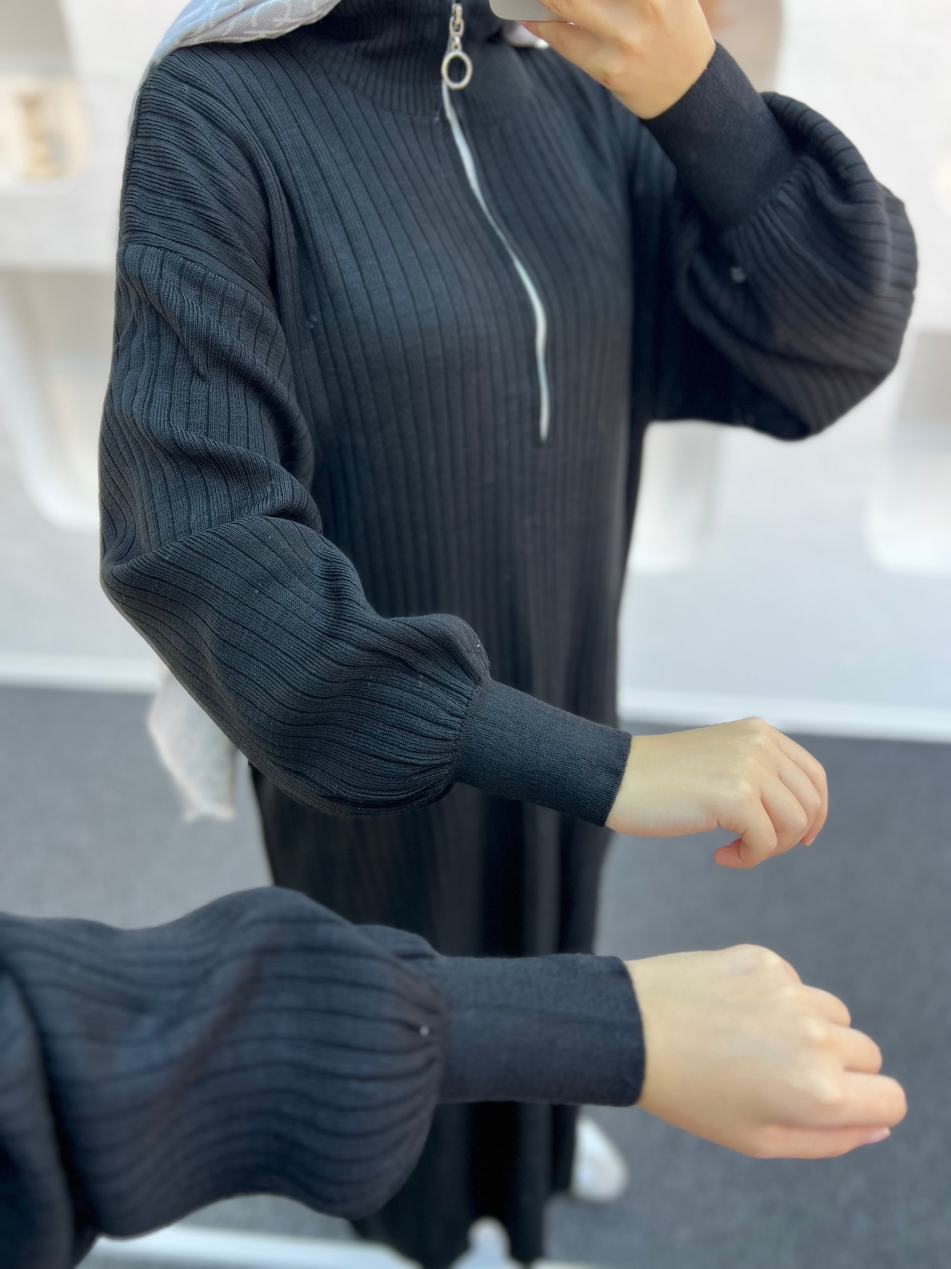 Fermuarlı Triko Elbise