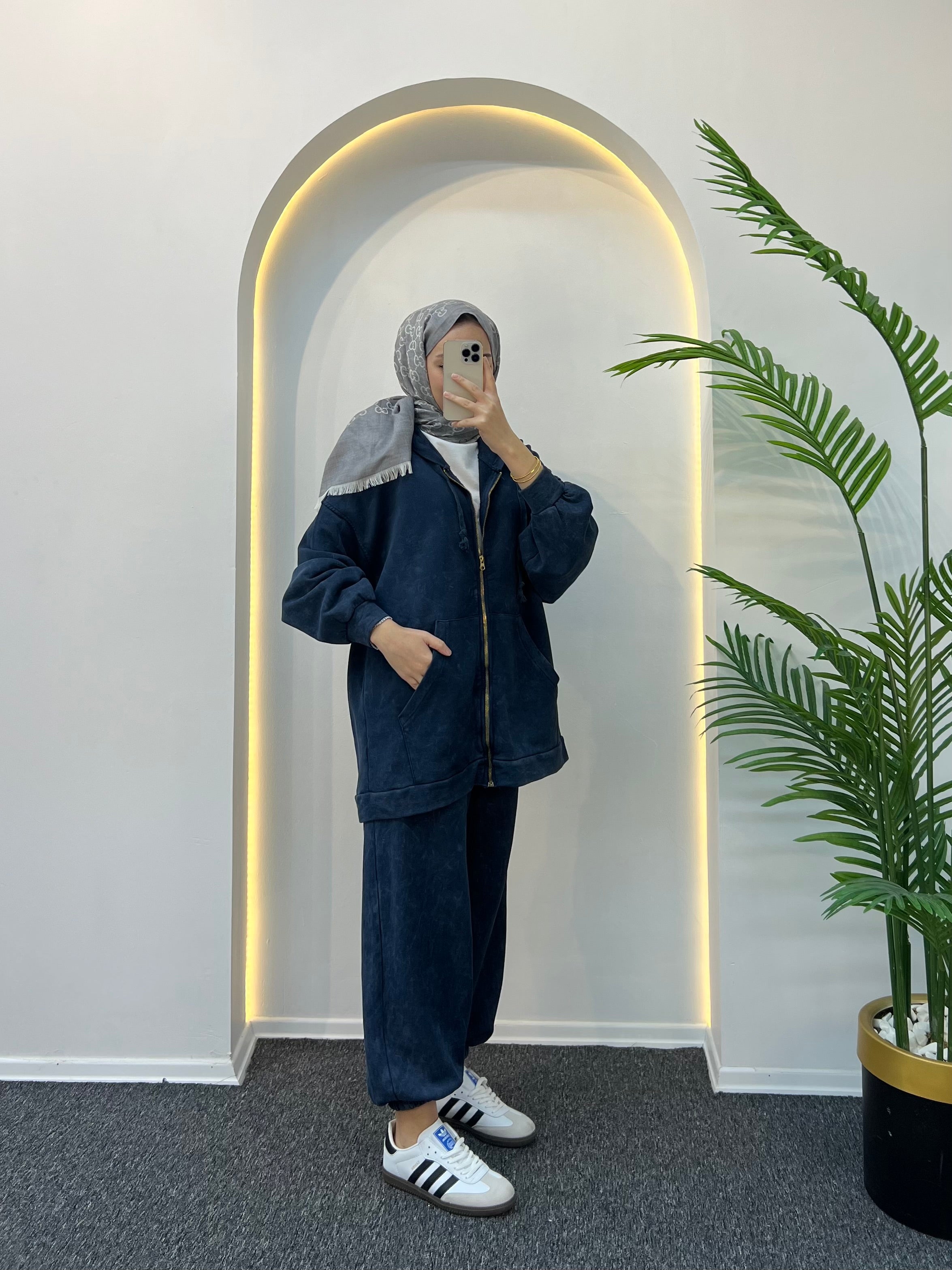 Lora Batik Desen Fermuarlı Eşofman Takımı