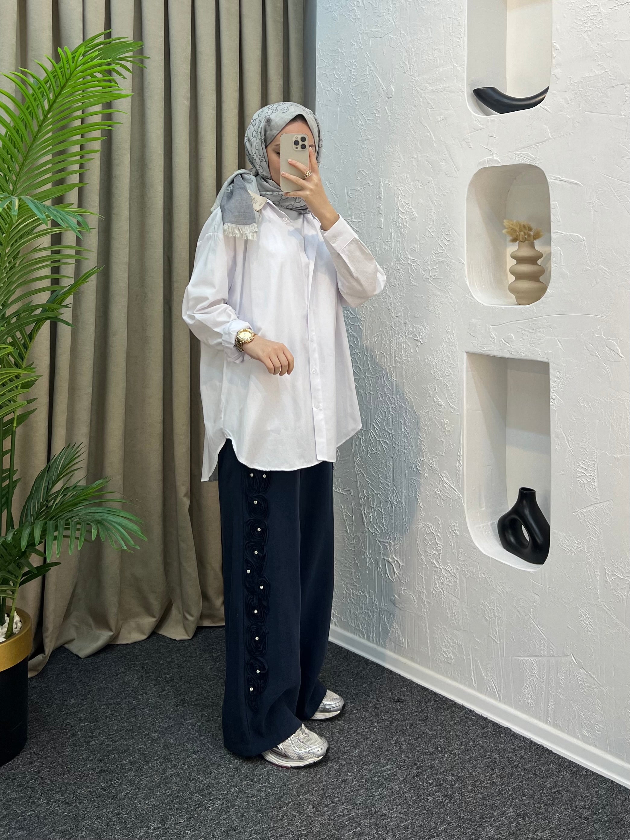 Taşlı Çiçek Pantolon