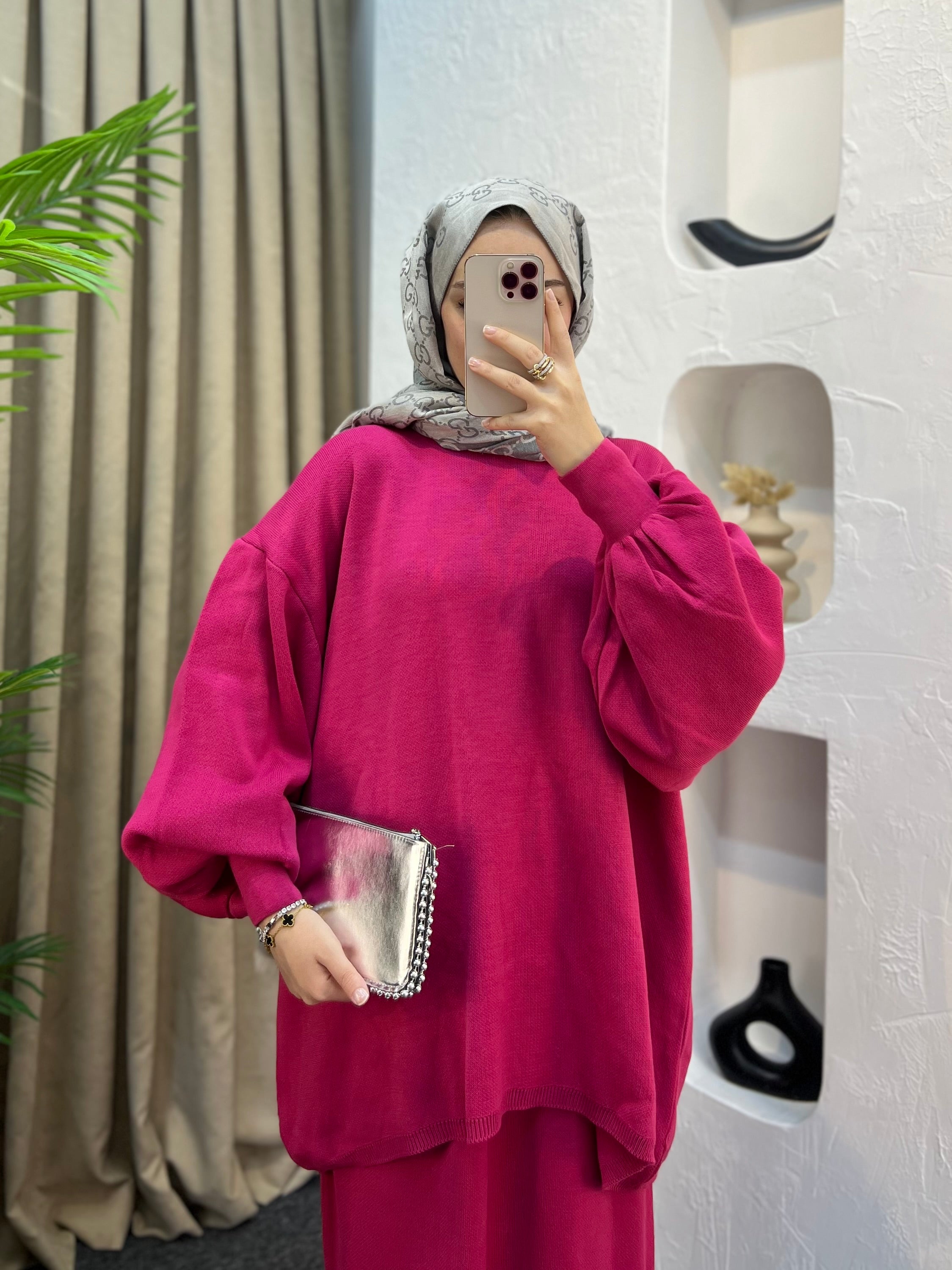 Roza Etekli Triko Takım