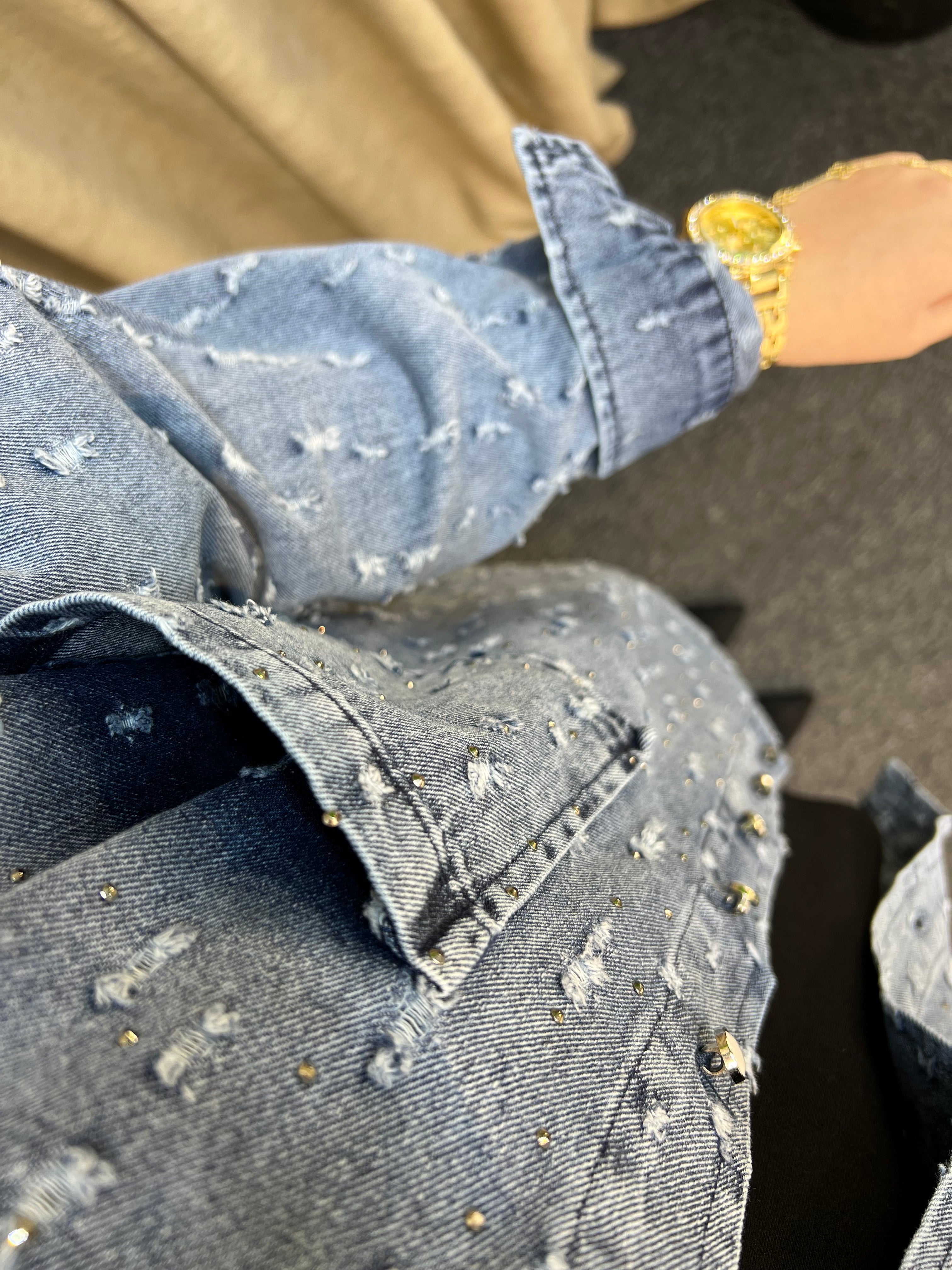 Ola Taşlı Kot Ceket