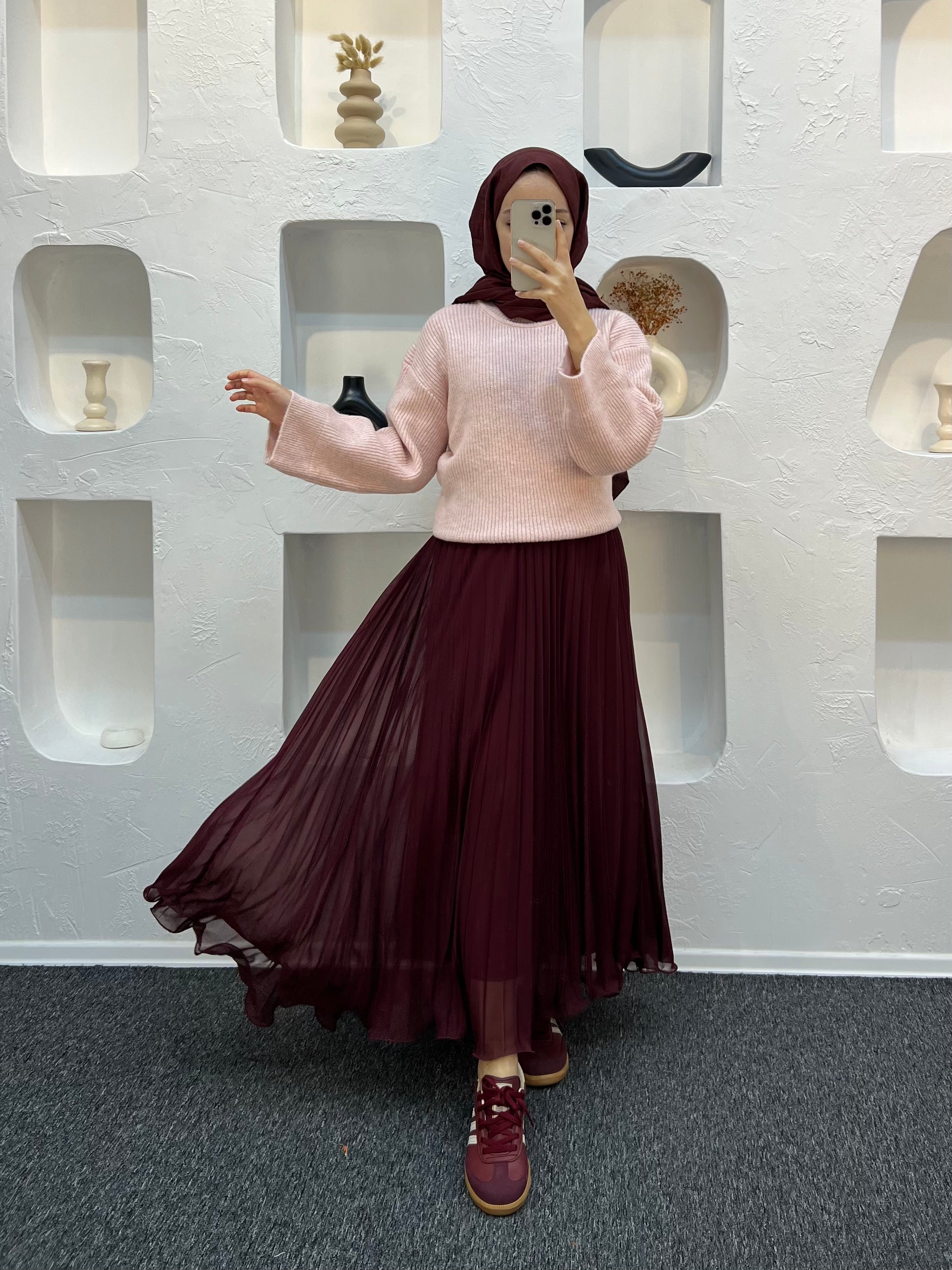 Şifon Piliseli Etek