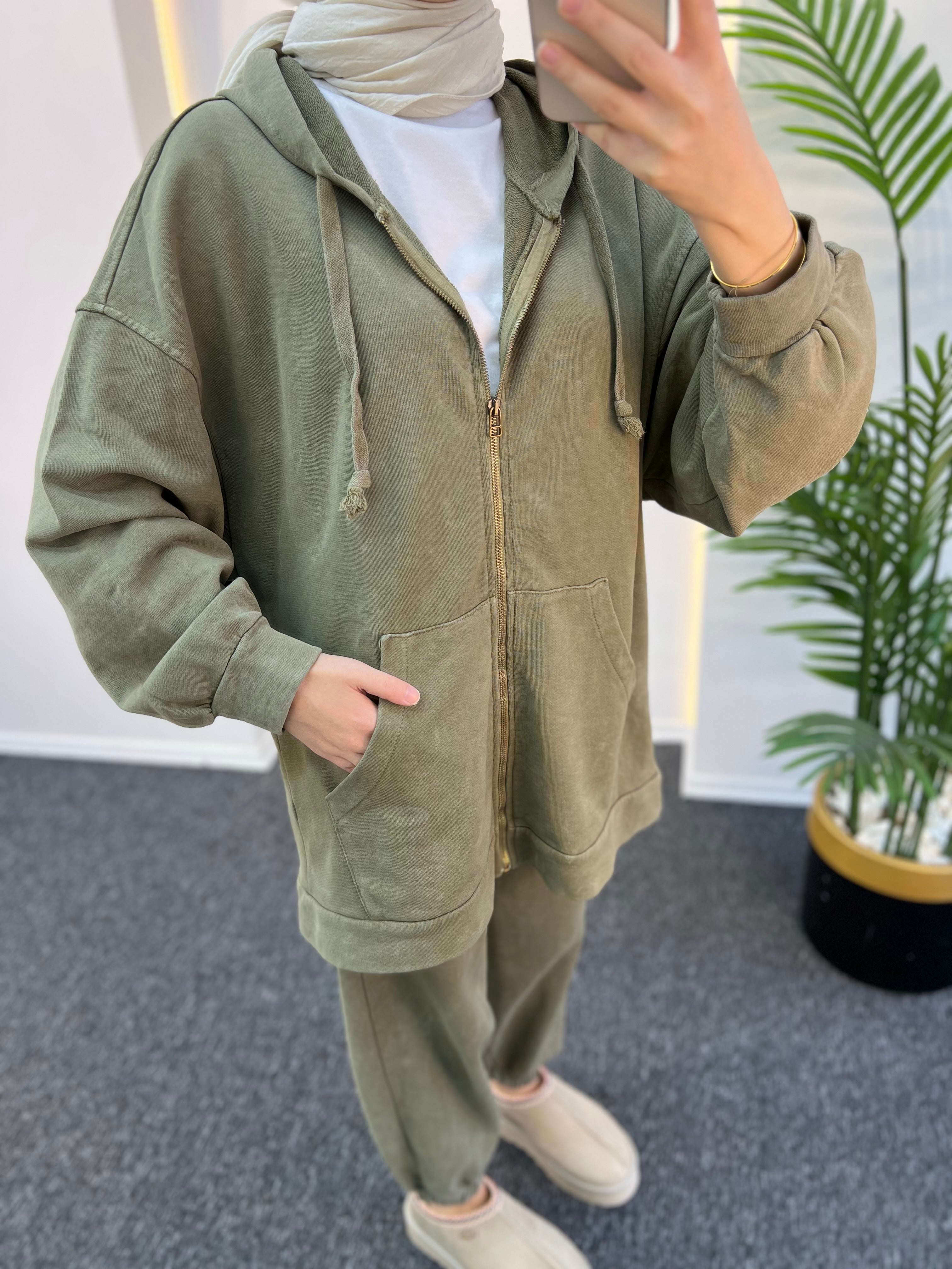 Lora Batik Desen Fermuarlı Eşofman Takımı