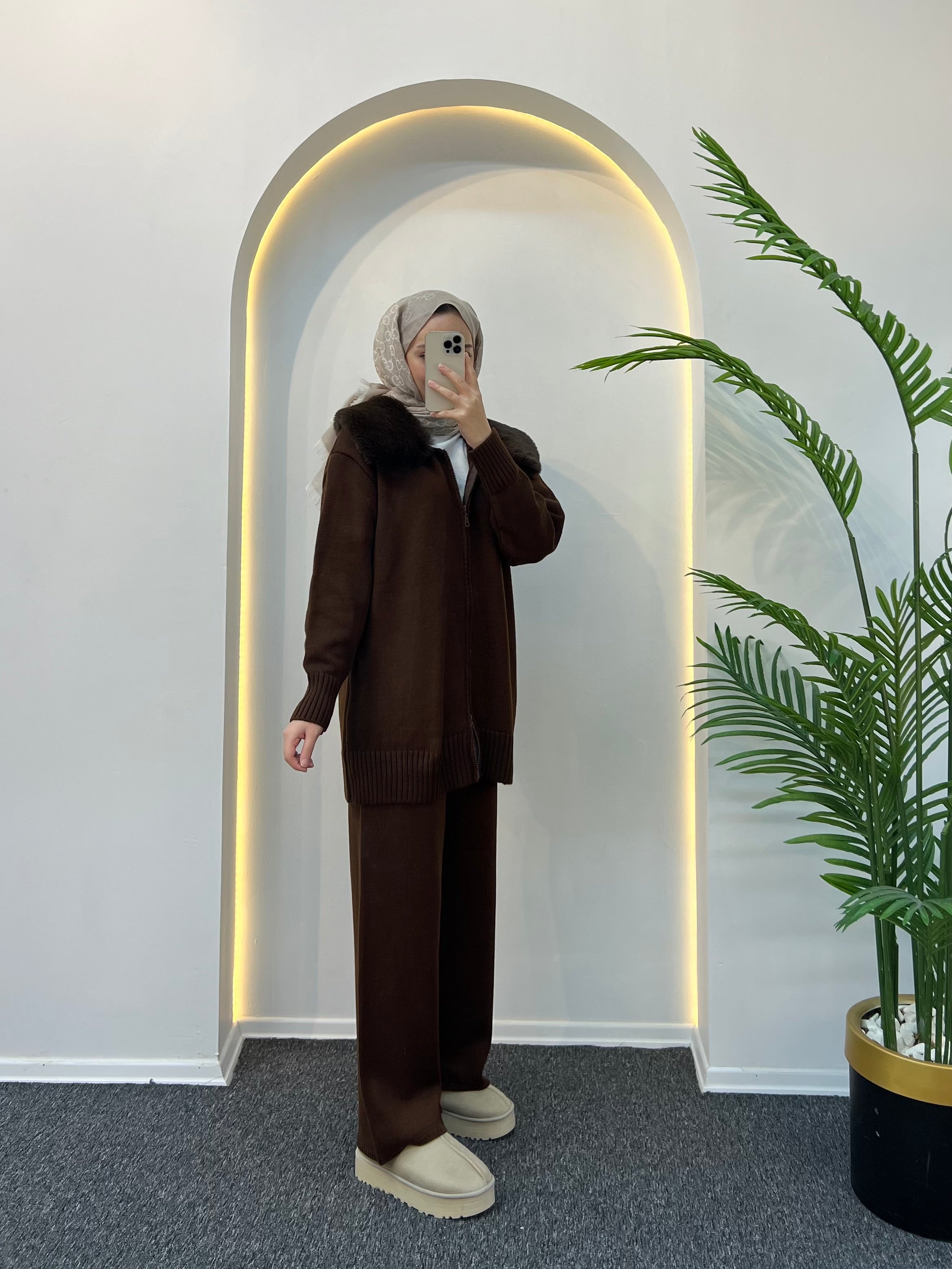 Monica Kürklü Triko Takım