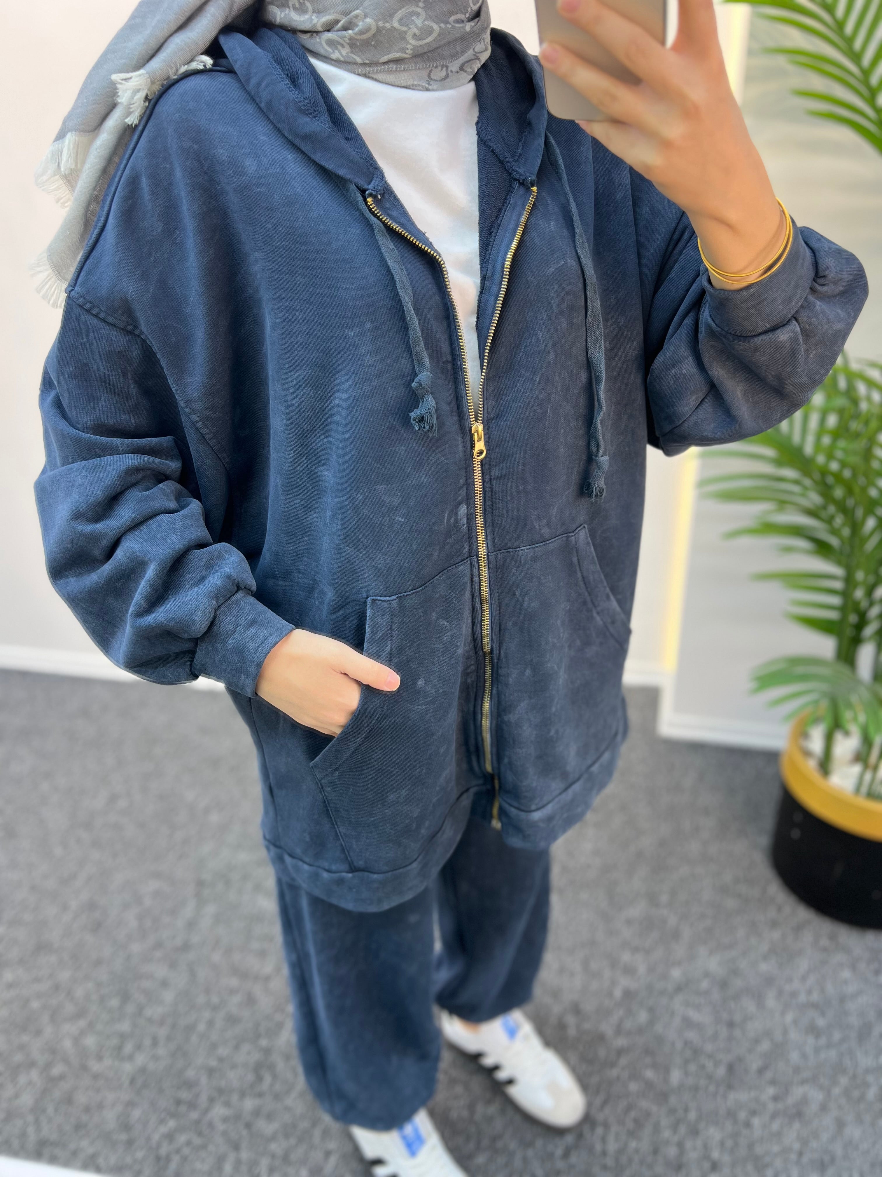 Lora Batik Desen Fermuarlı Eşofman Takımı