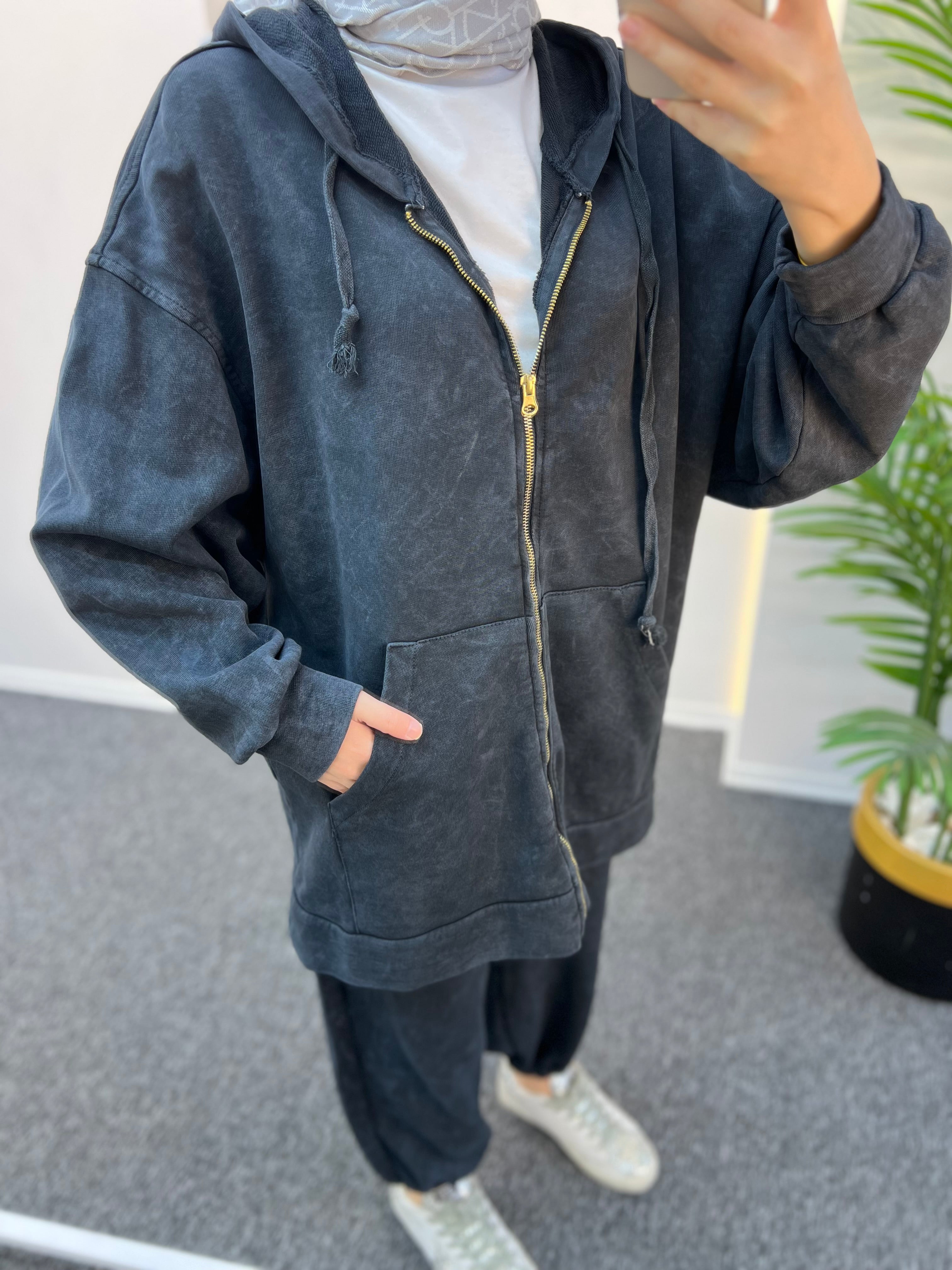 Lora Batik Desen Fermuarlı Eşofman Takımı