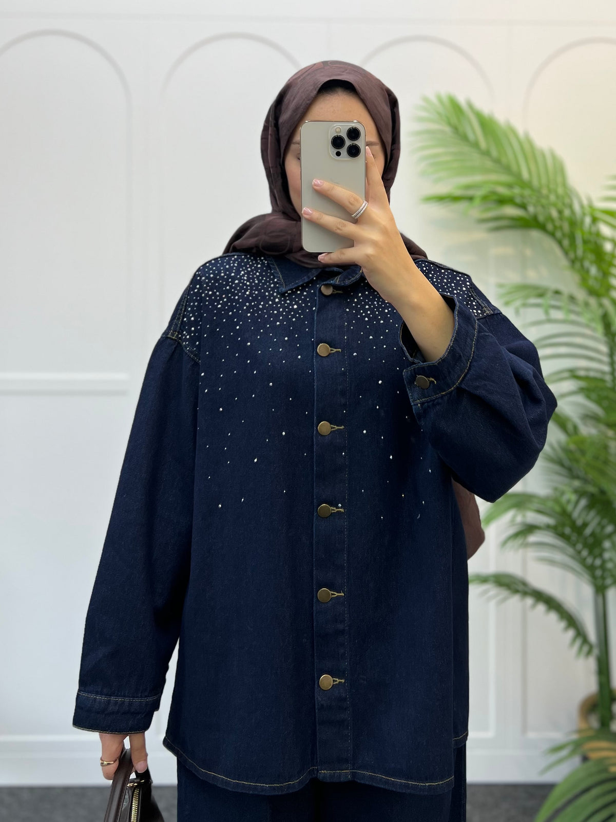 Nadi Taşlı Denim Takım