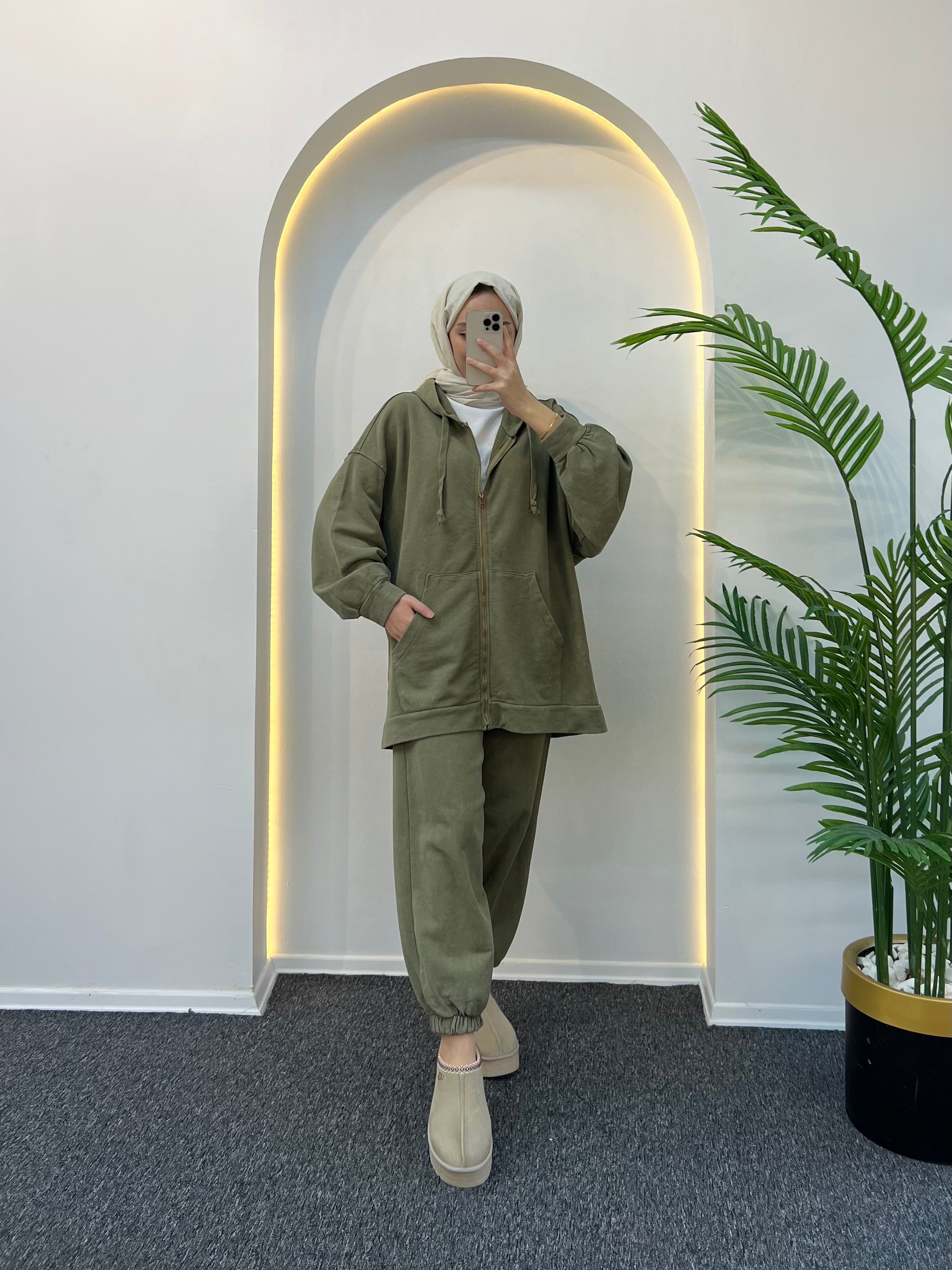 Lora Batik Desen Fermuarlı Eşofman Takımı