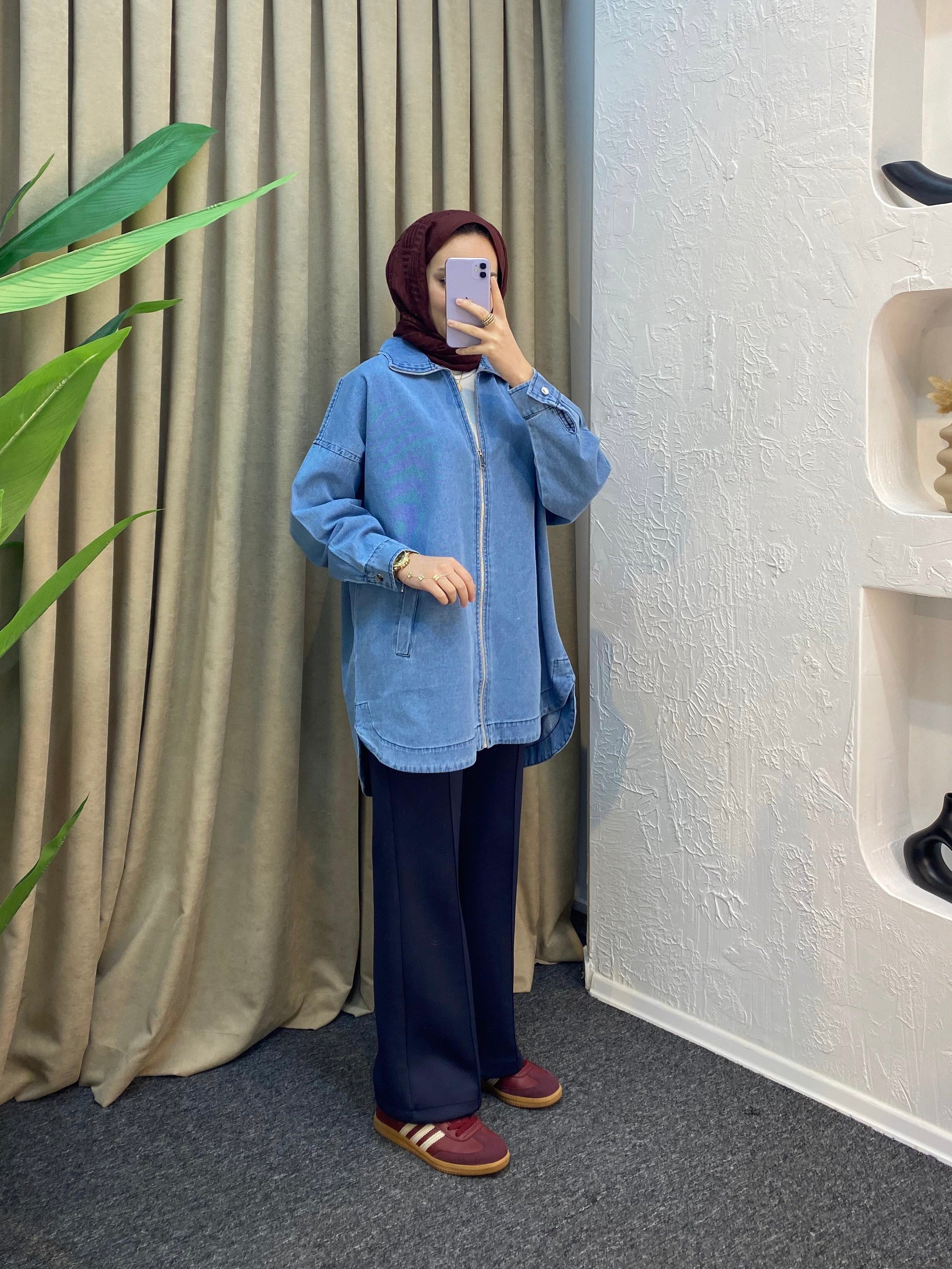 Helen Fermuarlı Kot Kap