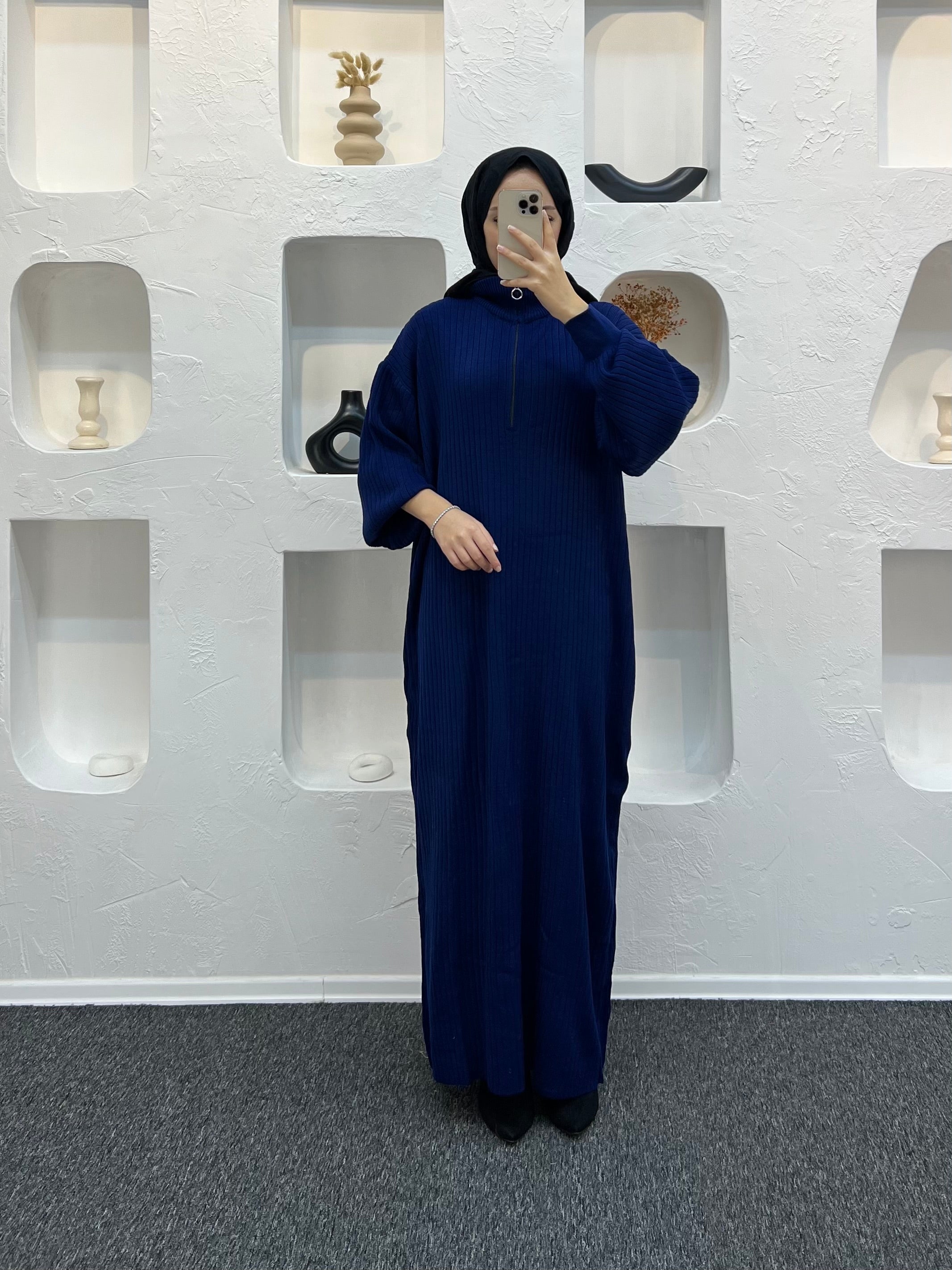 Fermuarlı Triko Elbise