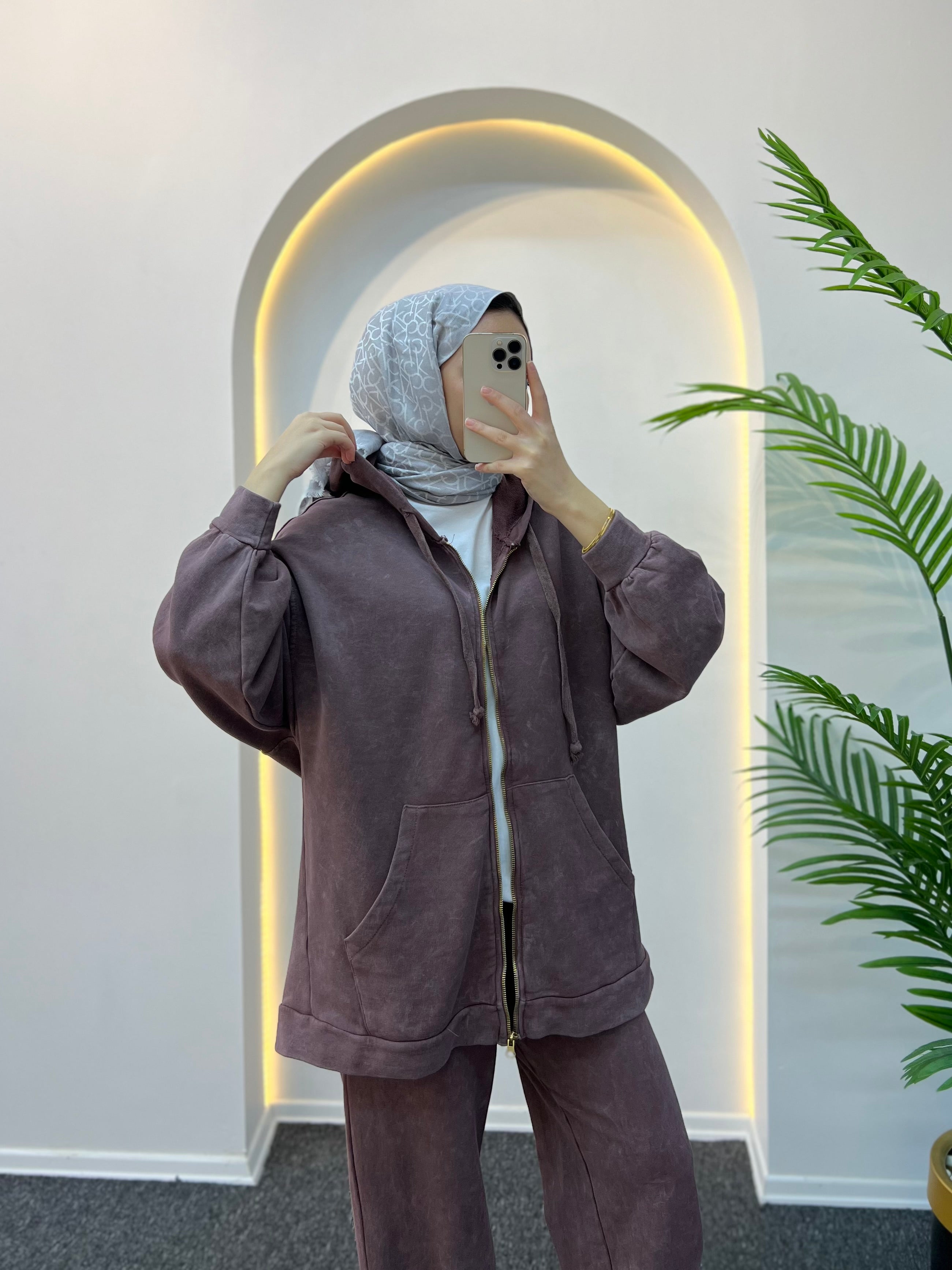 Lora Batik Desen Fermuarlı Eşofman Takımı