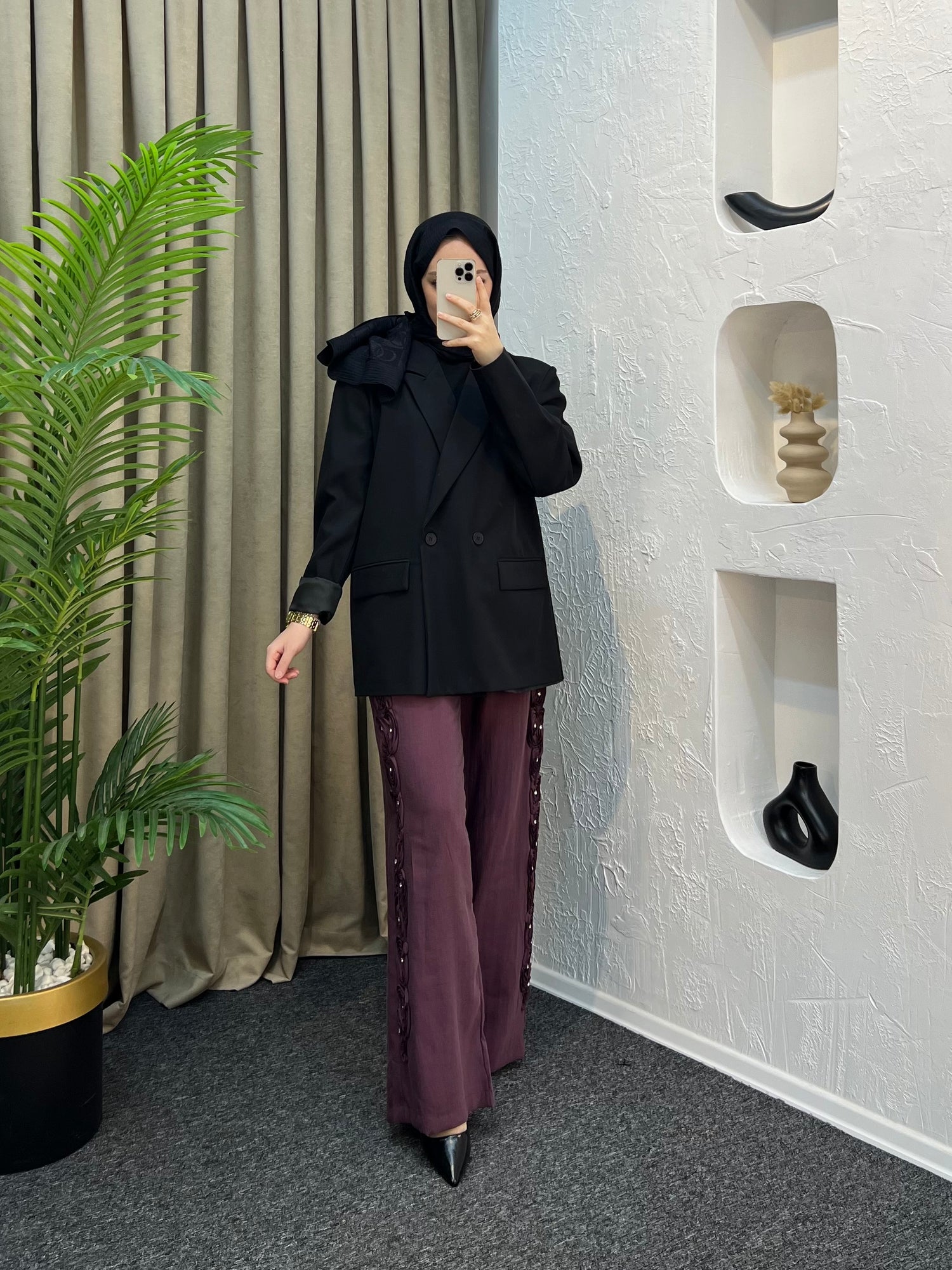 Taşlı Çiçek Pantolon