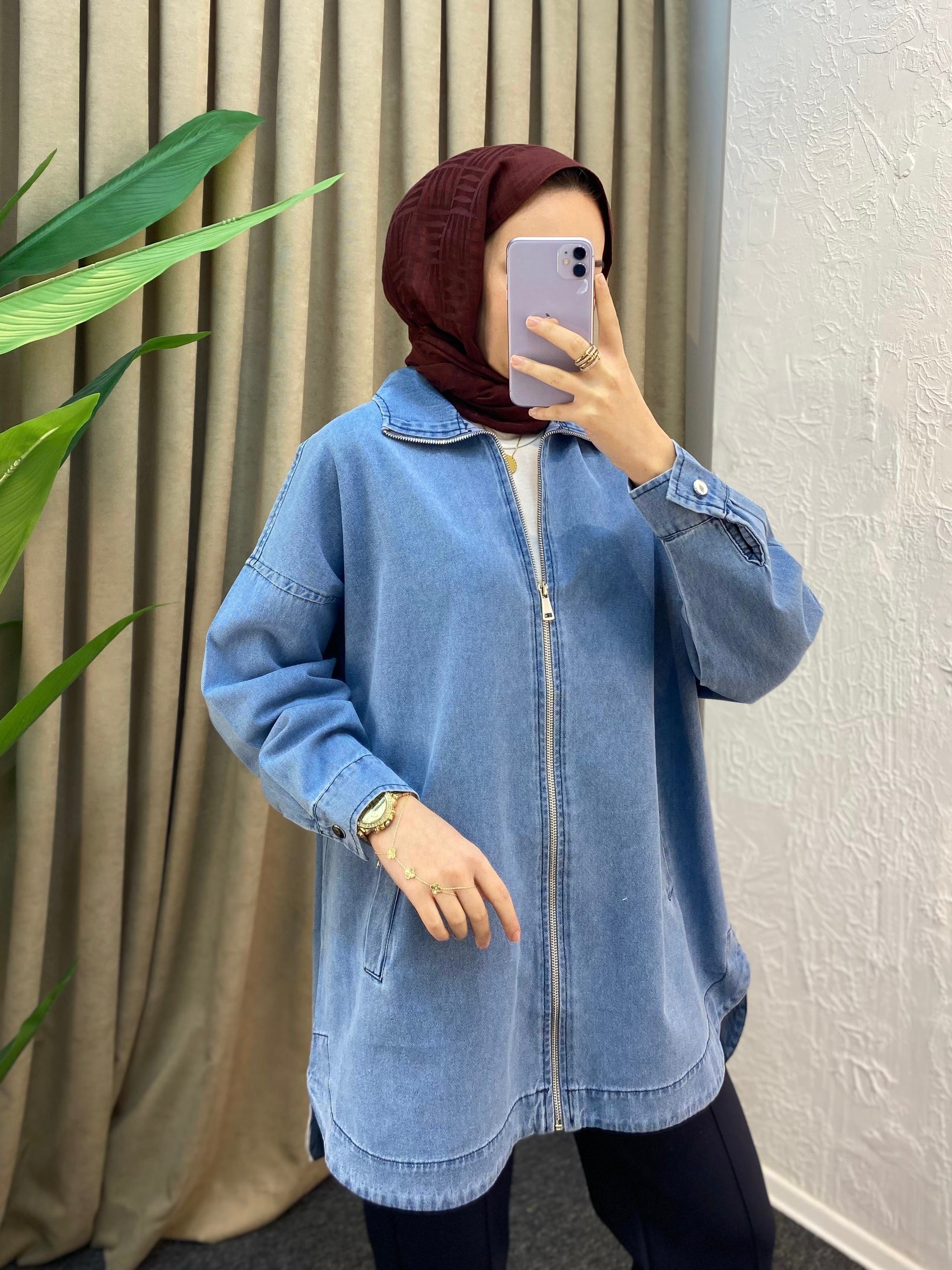 Helen Fermuarlı Kot Kap