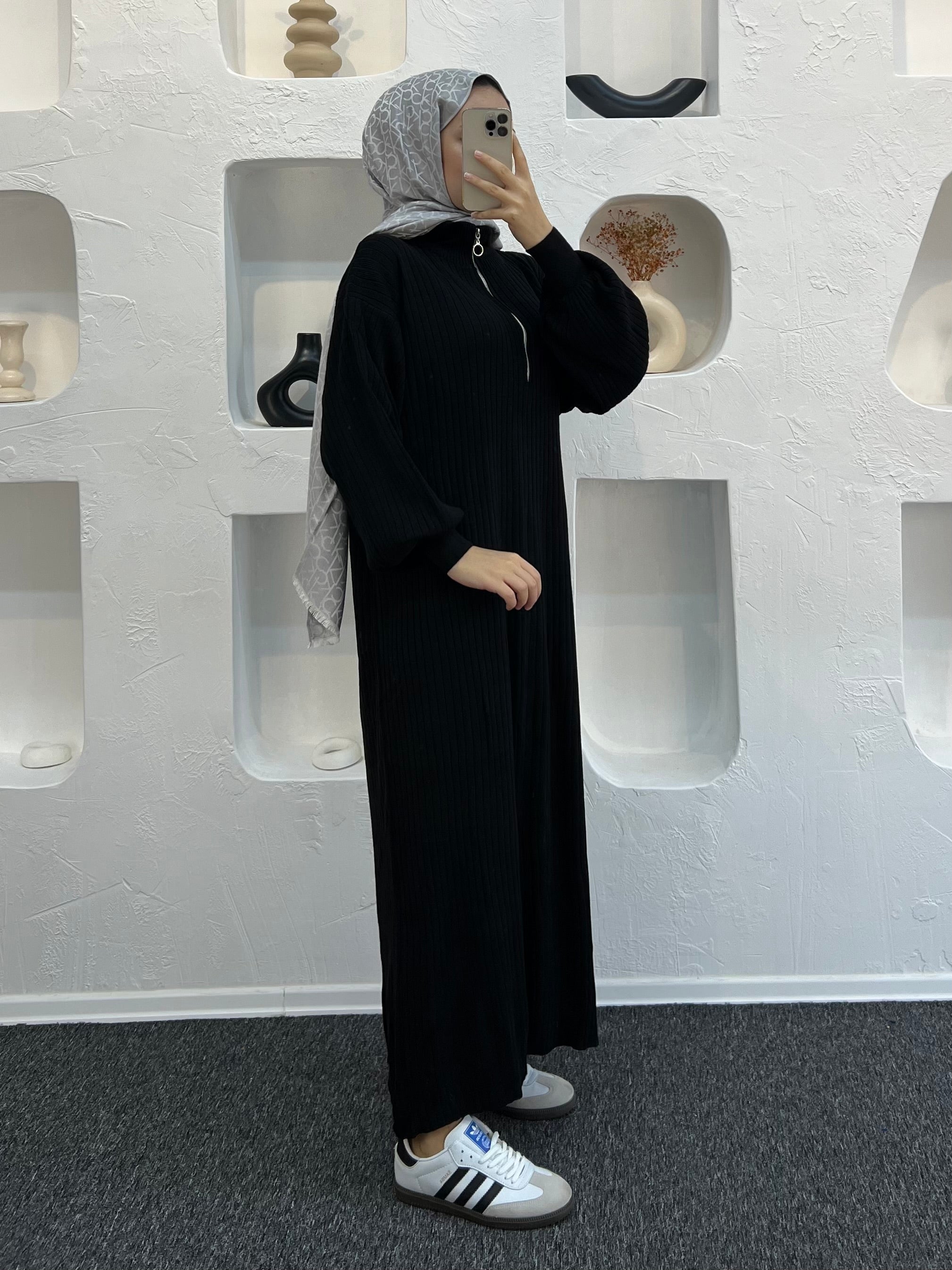 Fermuarlı Triko Elbise