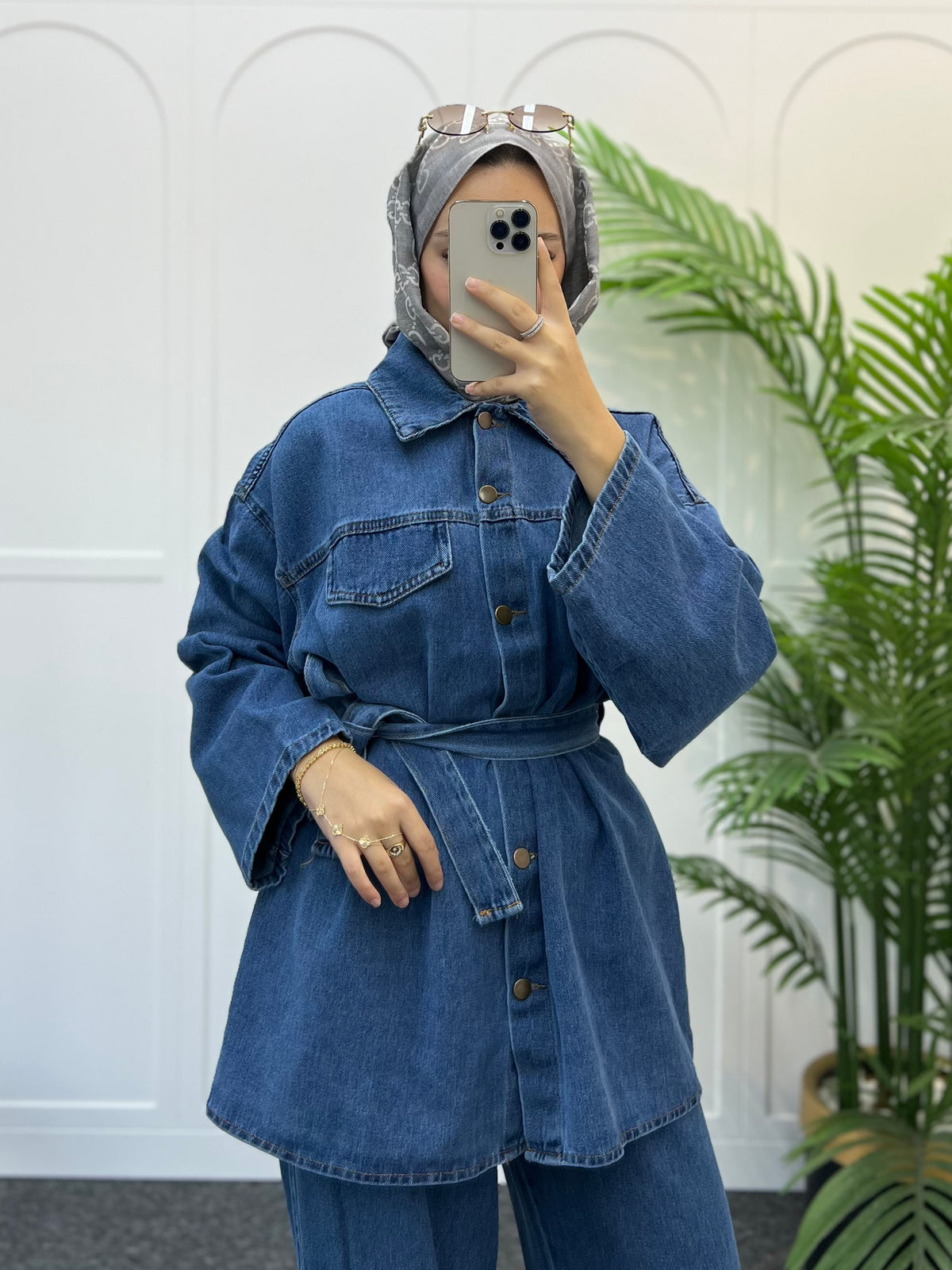 Sove Kemerli Denim Takım 62805