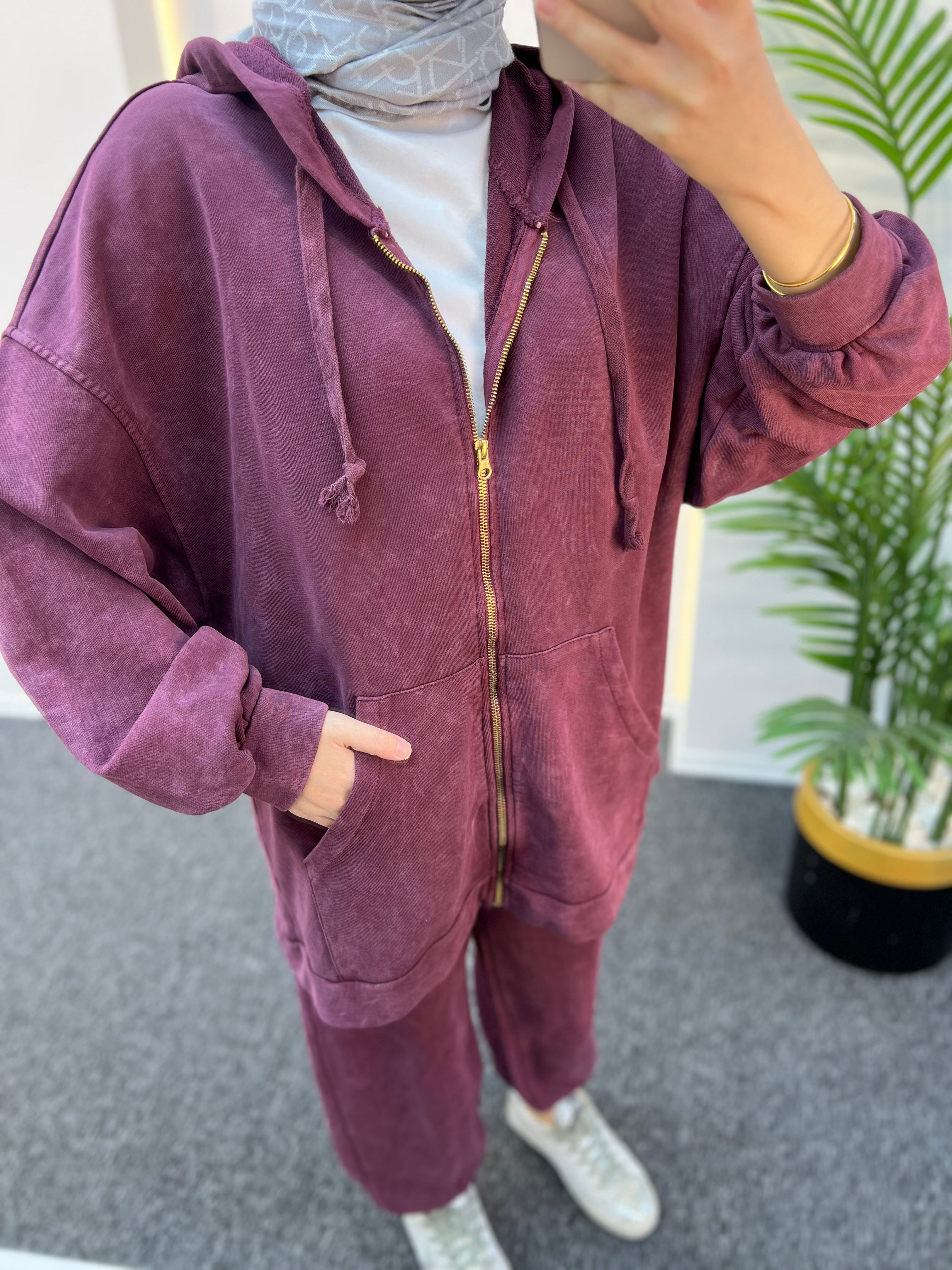 Lora Batik Desen Fermuarlı Eşofman Takımı