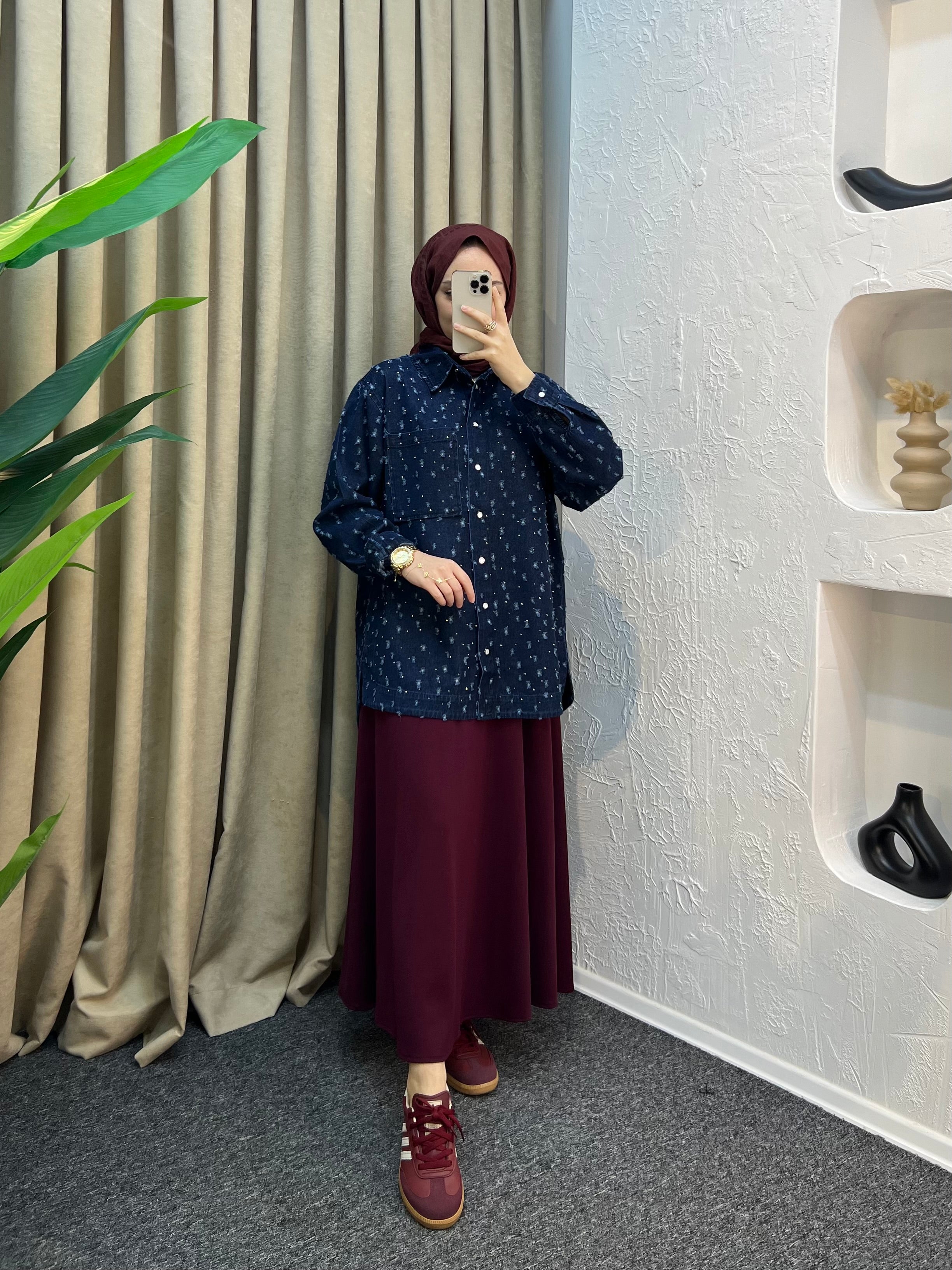 Ola Taşlı Kot Ceket