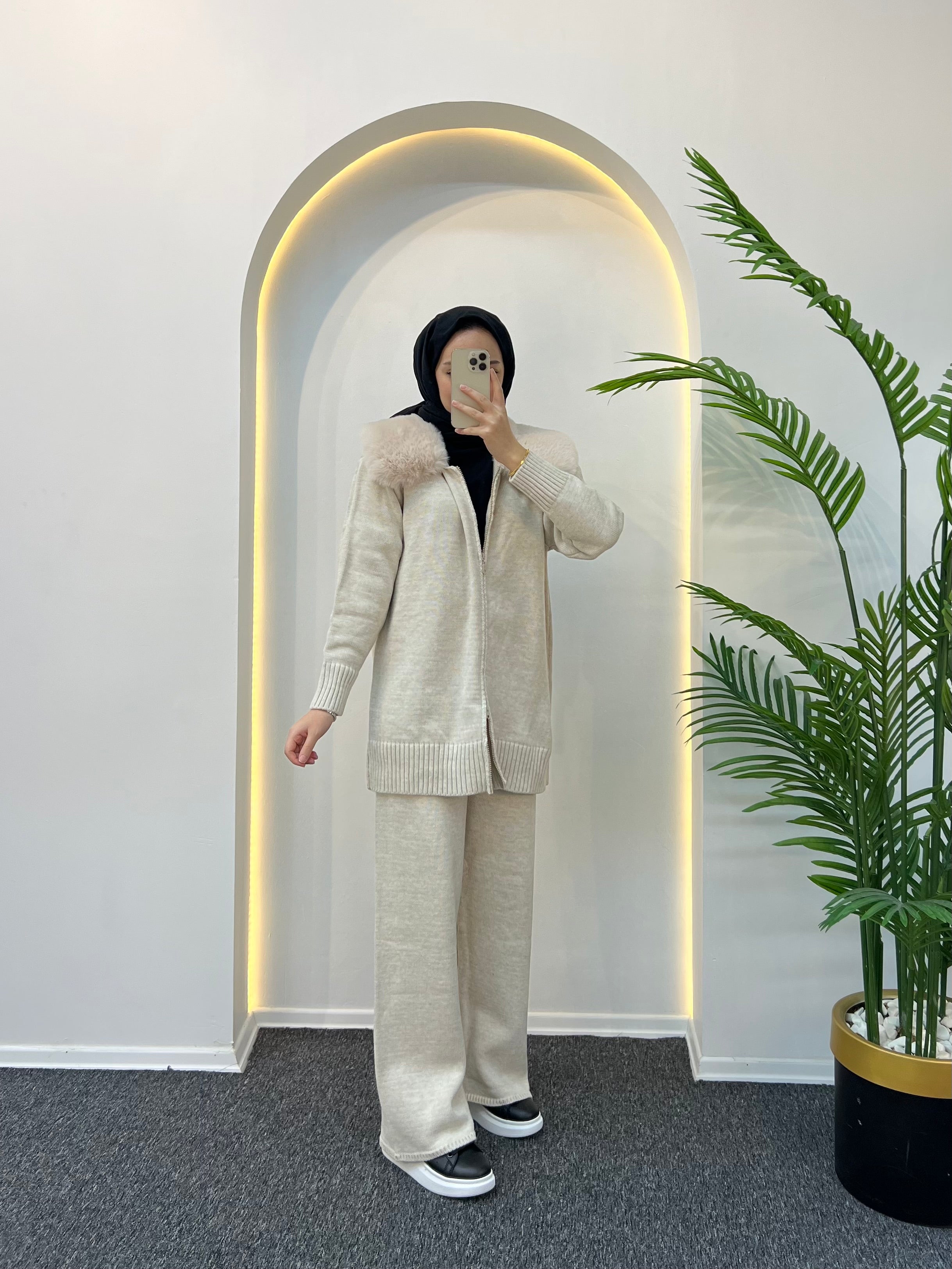 Monica Kürklü Triko Takım