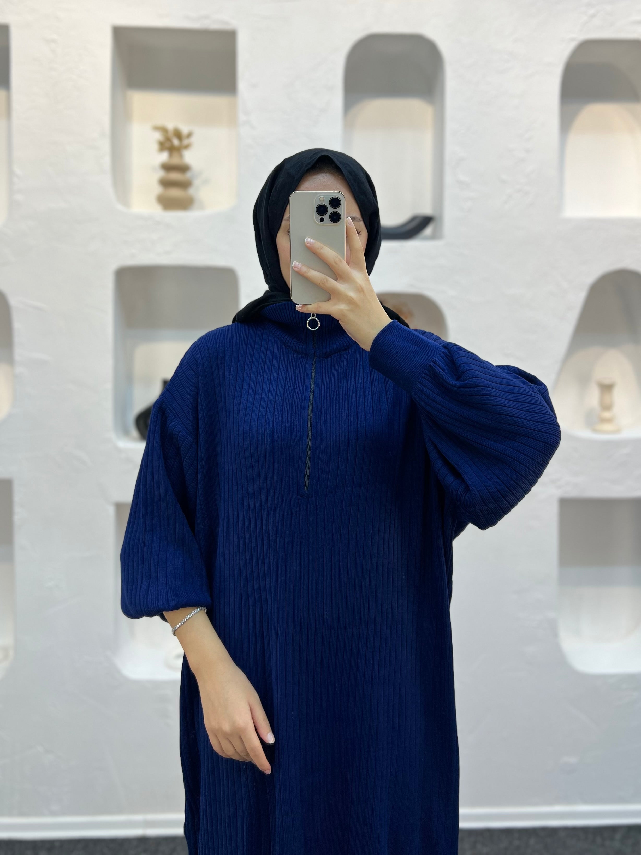 Fermuarlı Triko Elbise