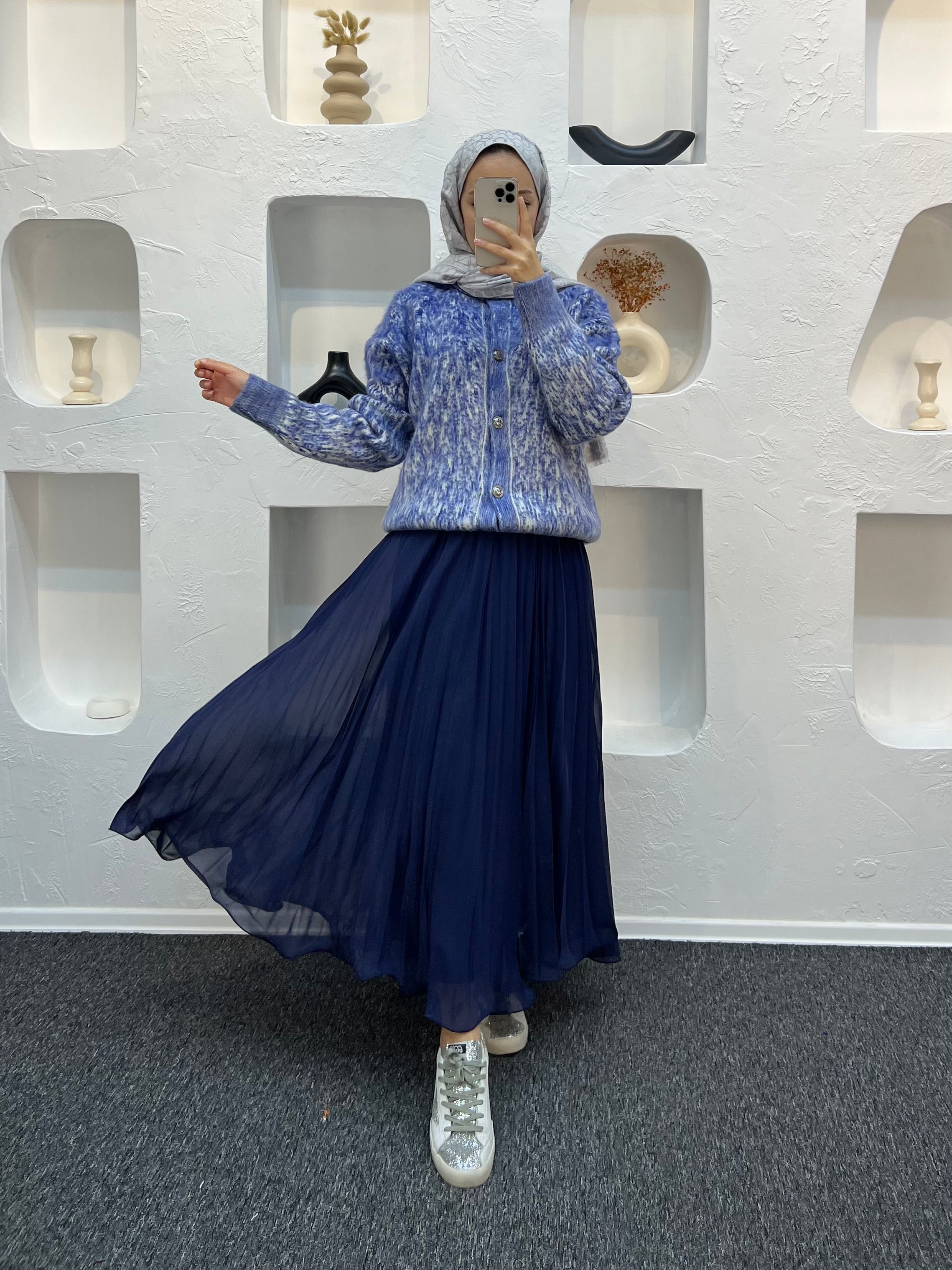 Şifon Piliseli Etek