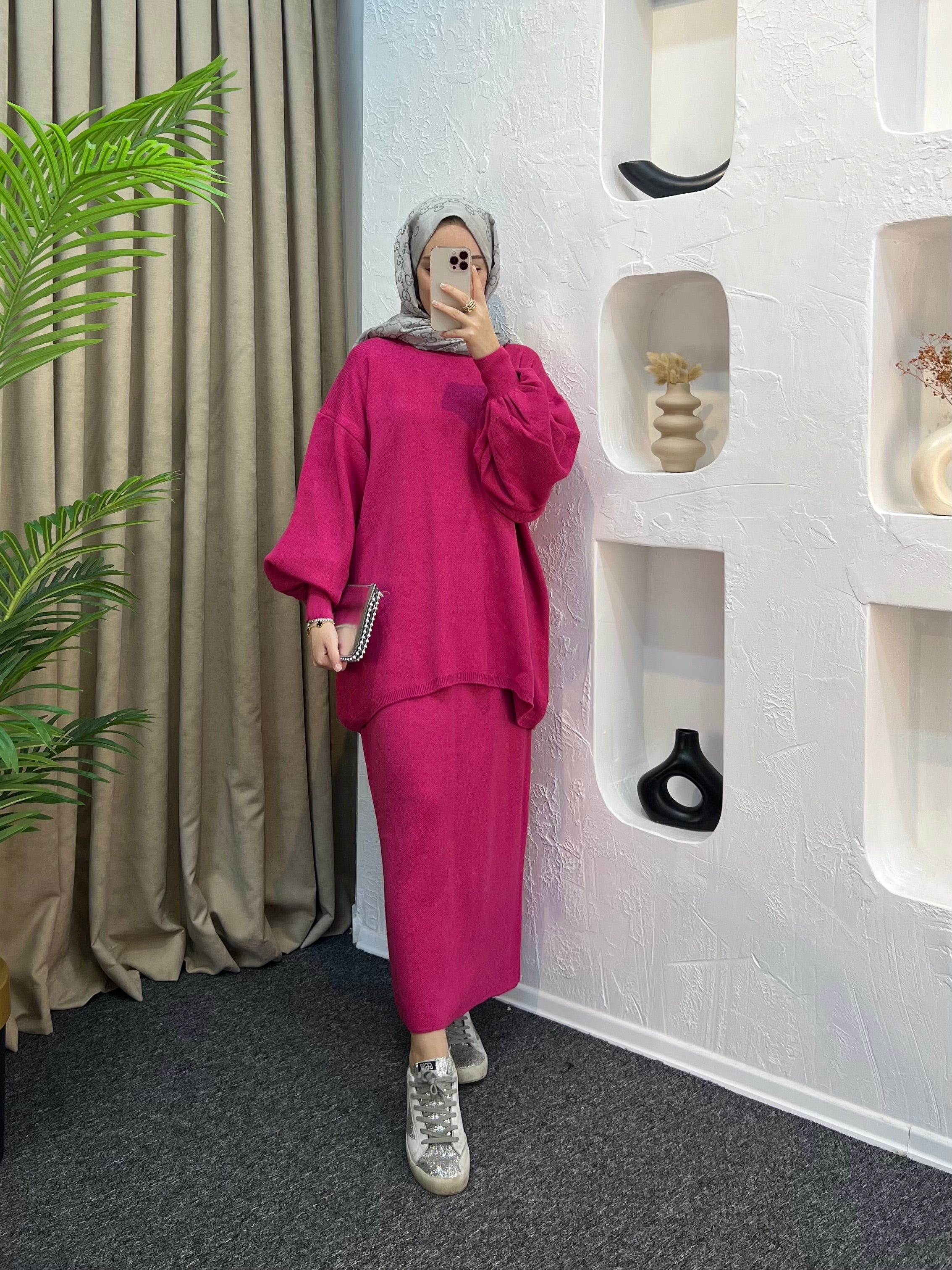 Roza Etekli Triko Takım