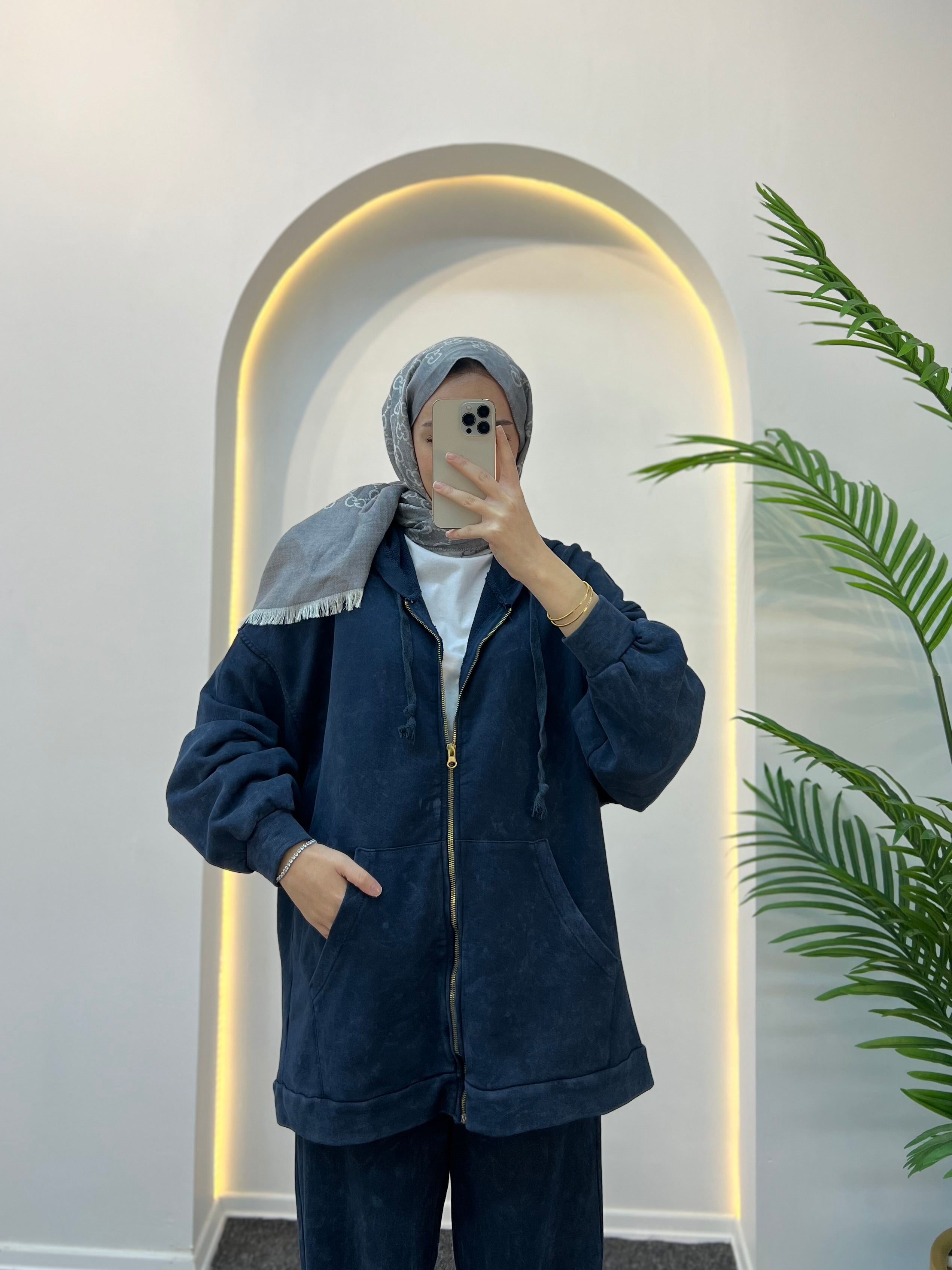 Lora Batik Desen Fermuarlı Eşofman Takımı