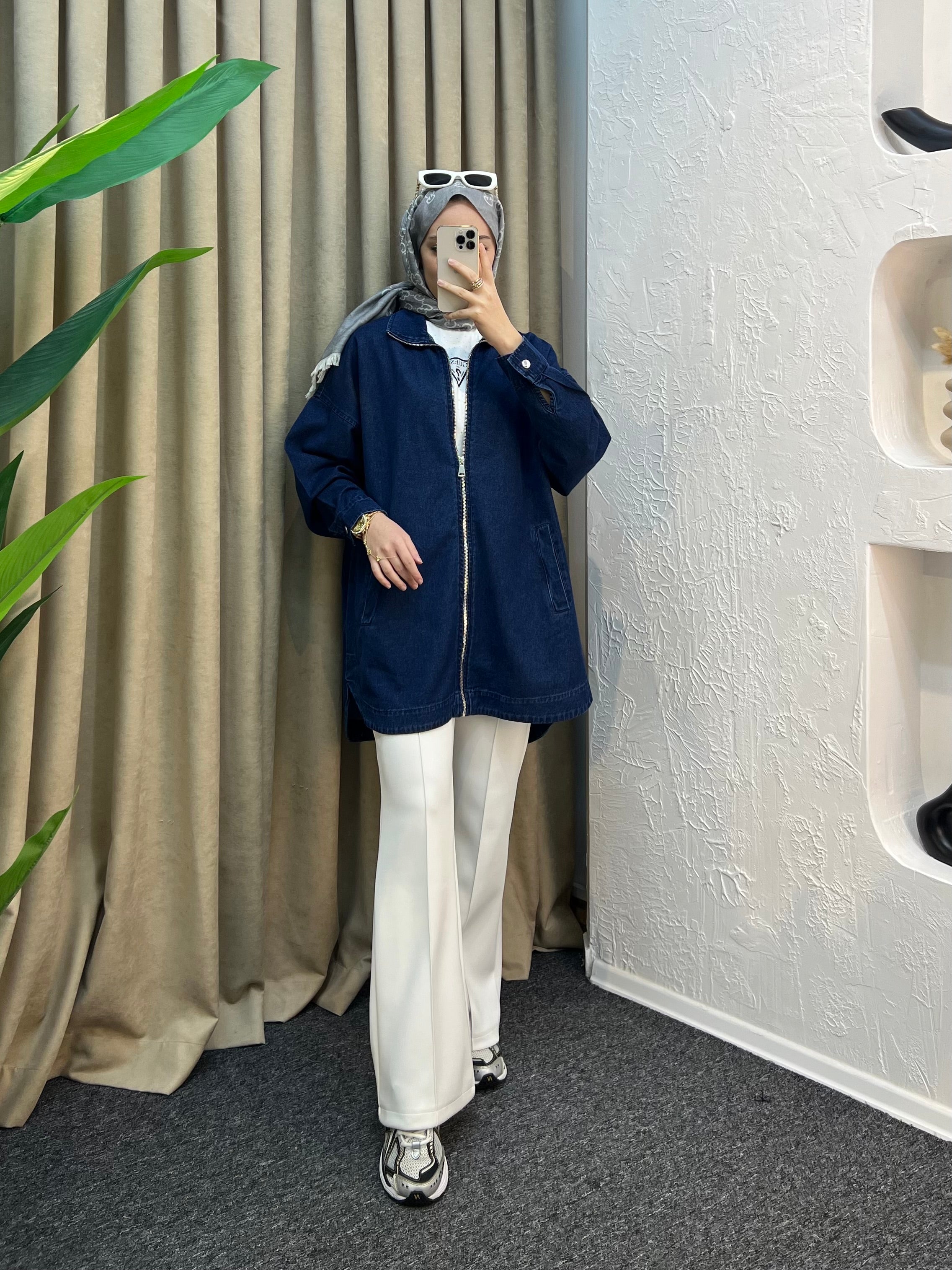 Helen Fermuarlı Kot Kap