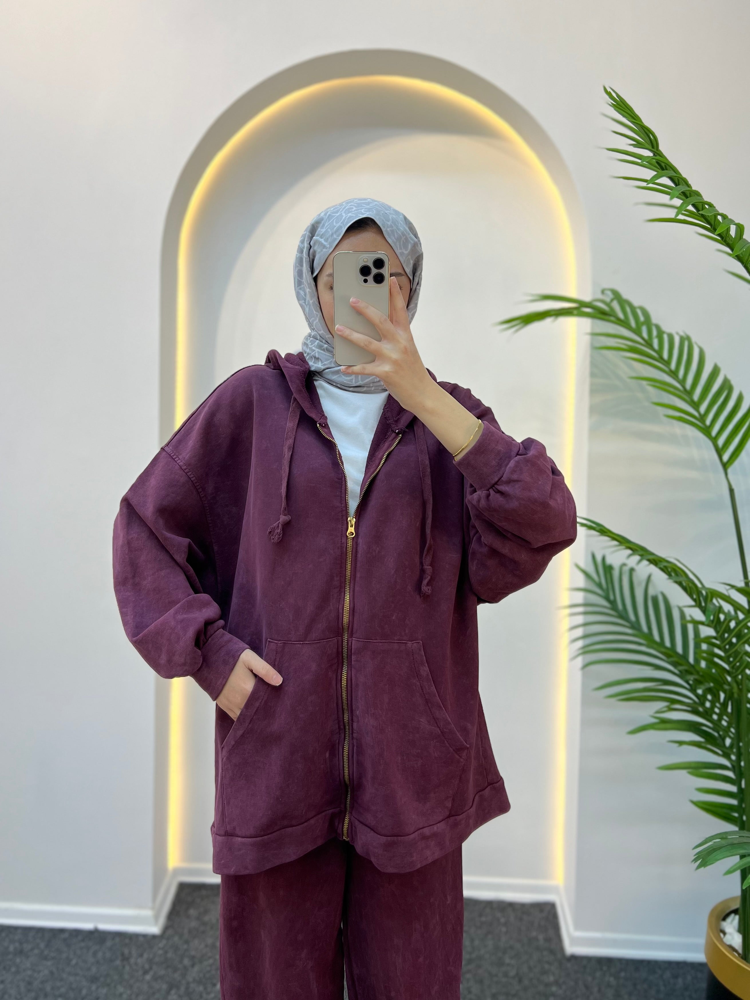 Lora Batik Desen Fermuarlı Eşofman Takımı