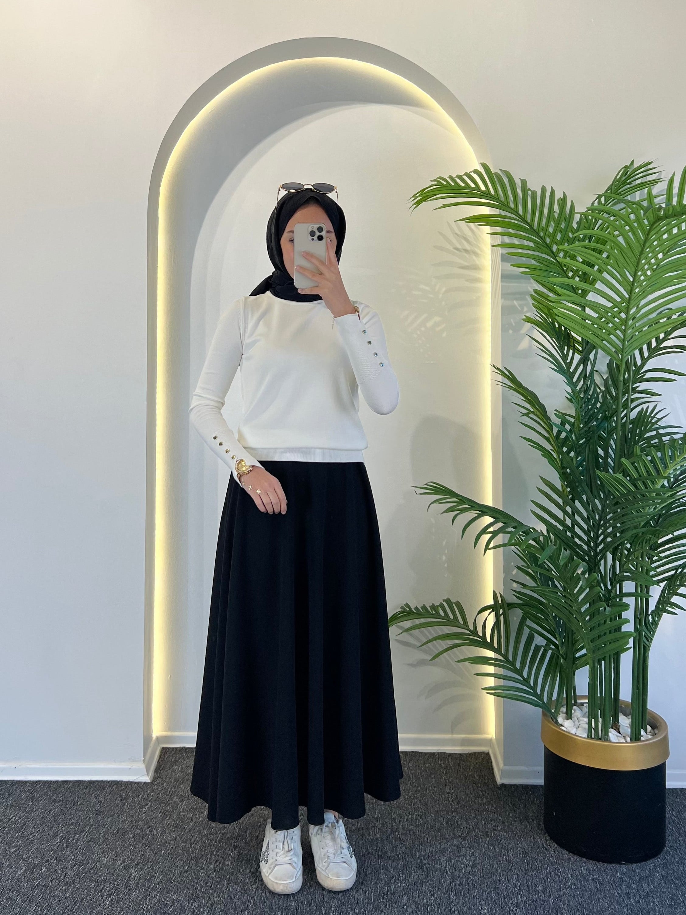 Likralı Krep Etek