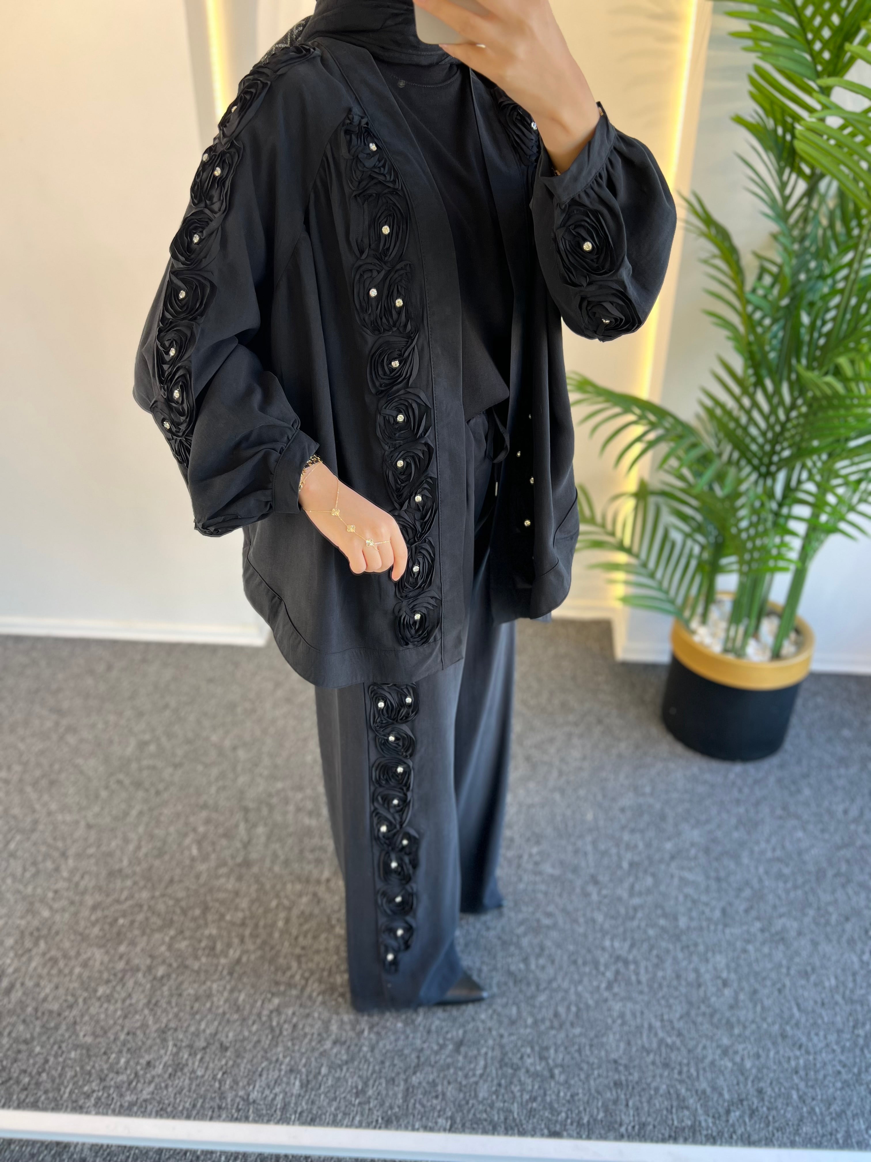 Taşlı Çiçek Pantolon