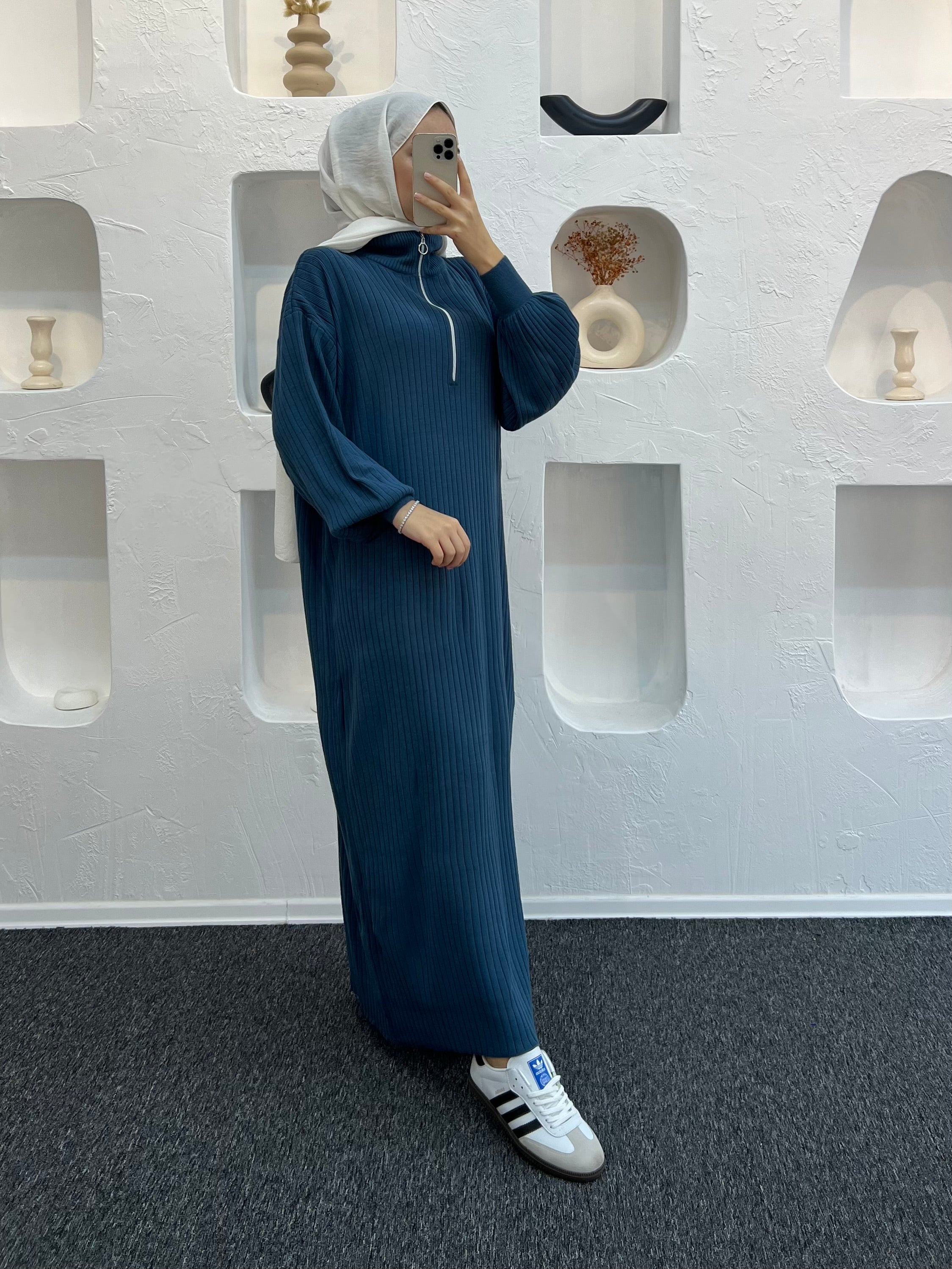 Fermuarlı Triko Elbise