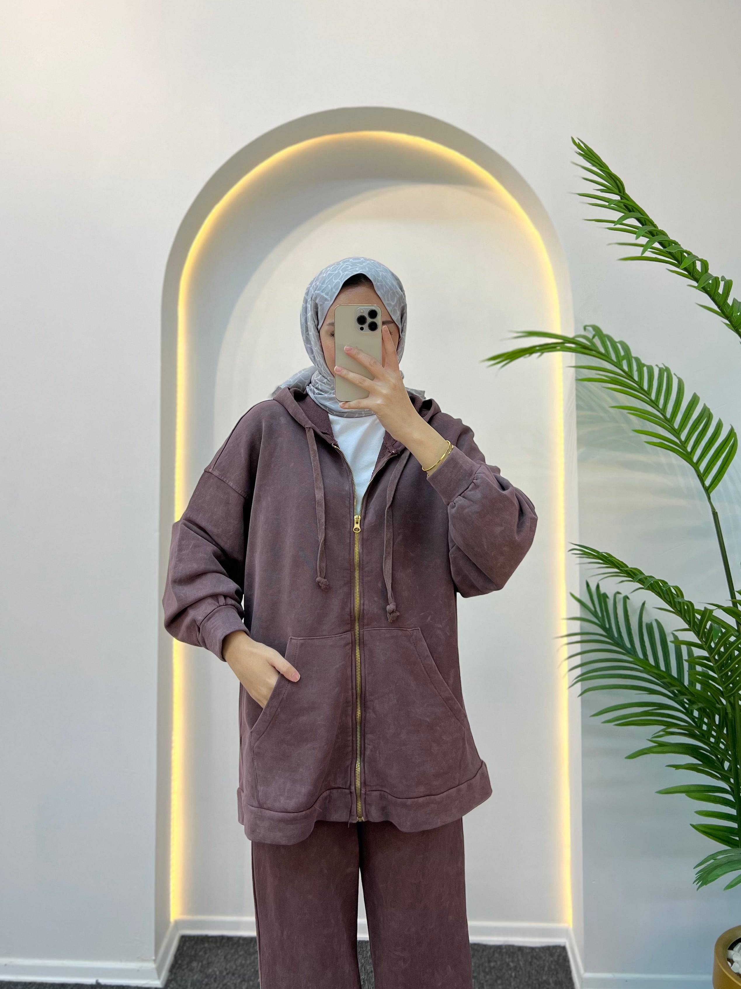 Lora Batik Desen Fermuarlı Eşofman Takımı