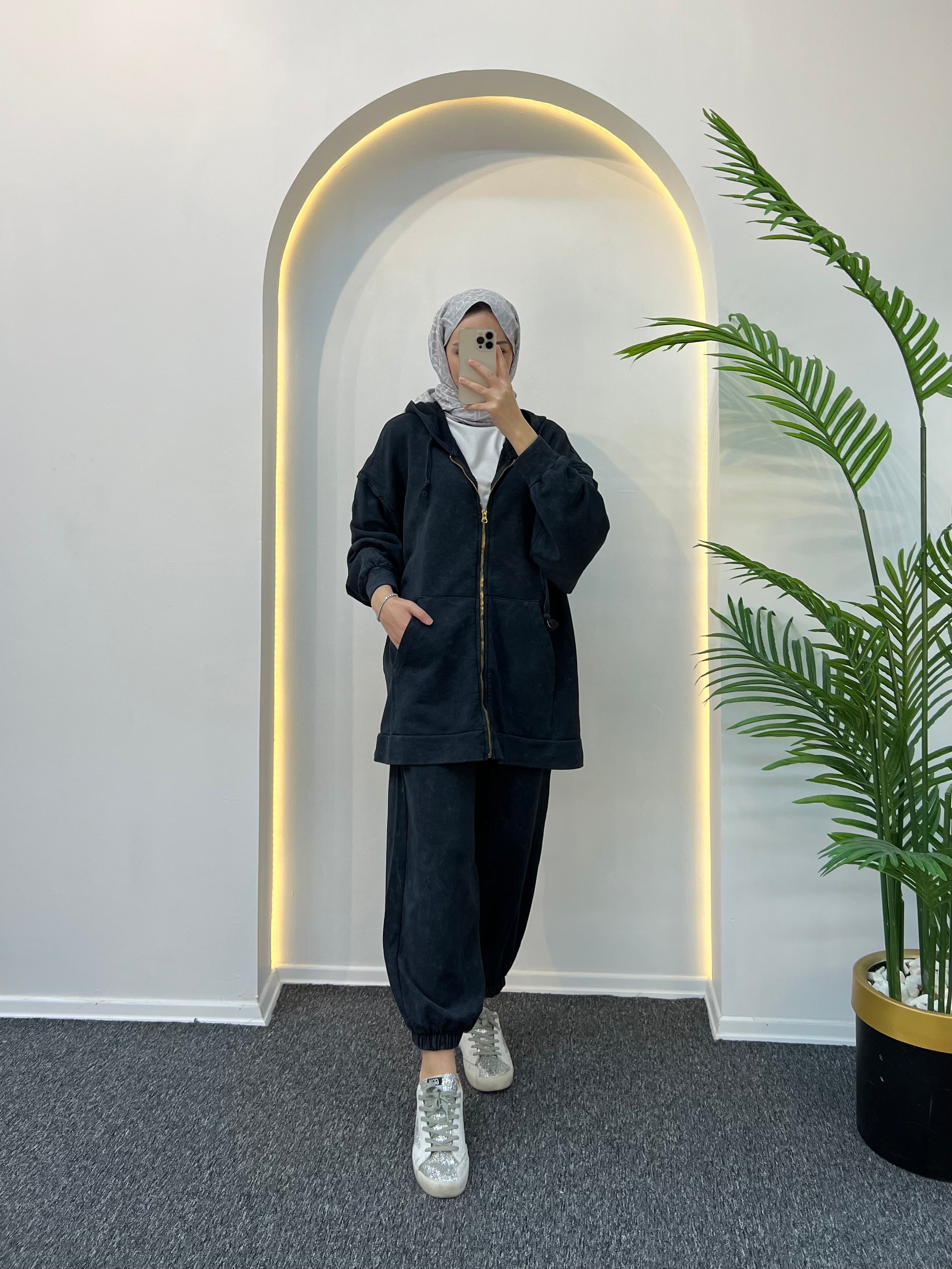 Lora Batik Desen Fermuarlı Eşofman Takımı