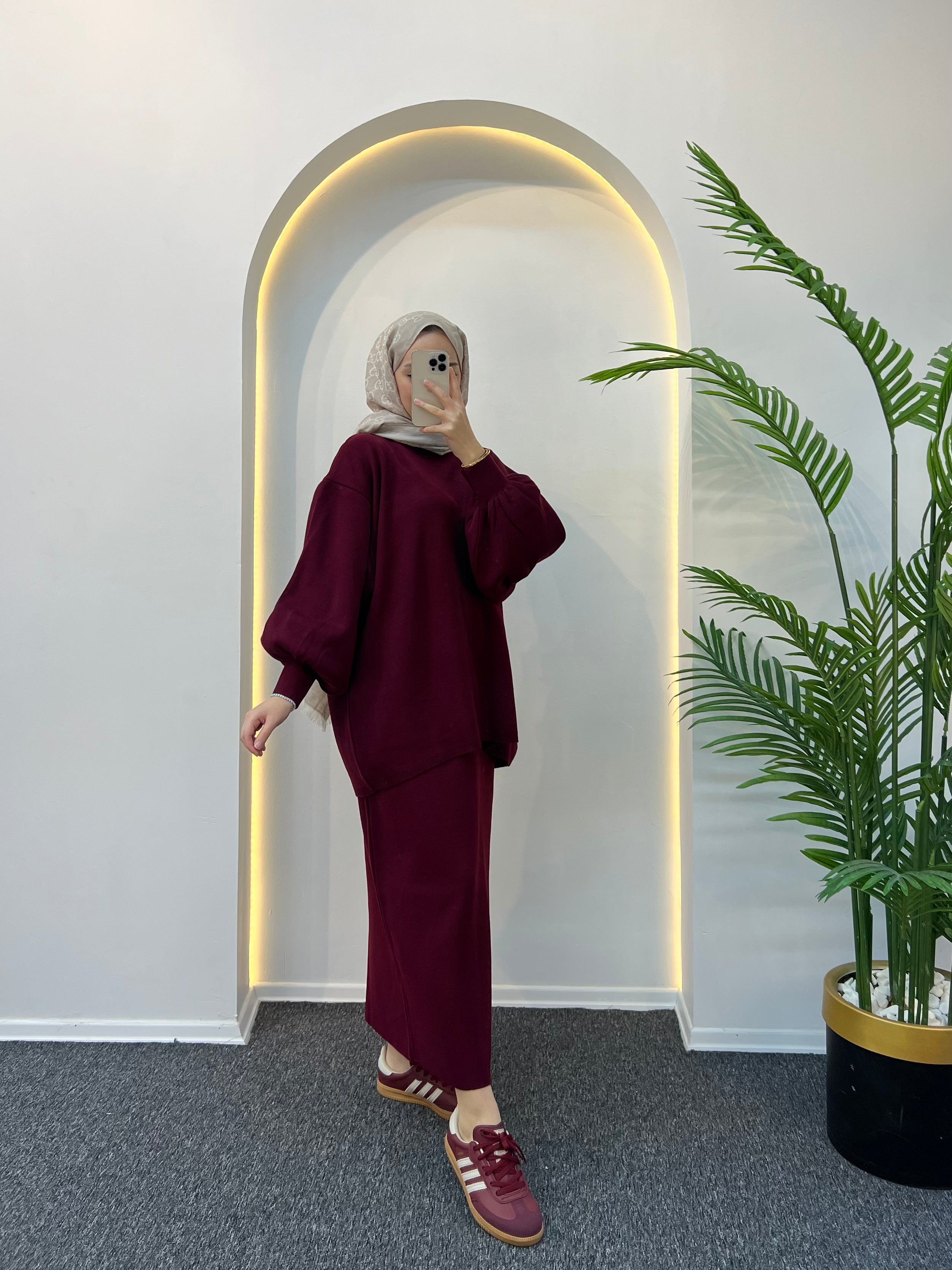 Roza Etekli Triko Takım