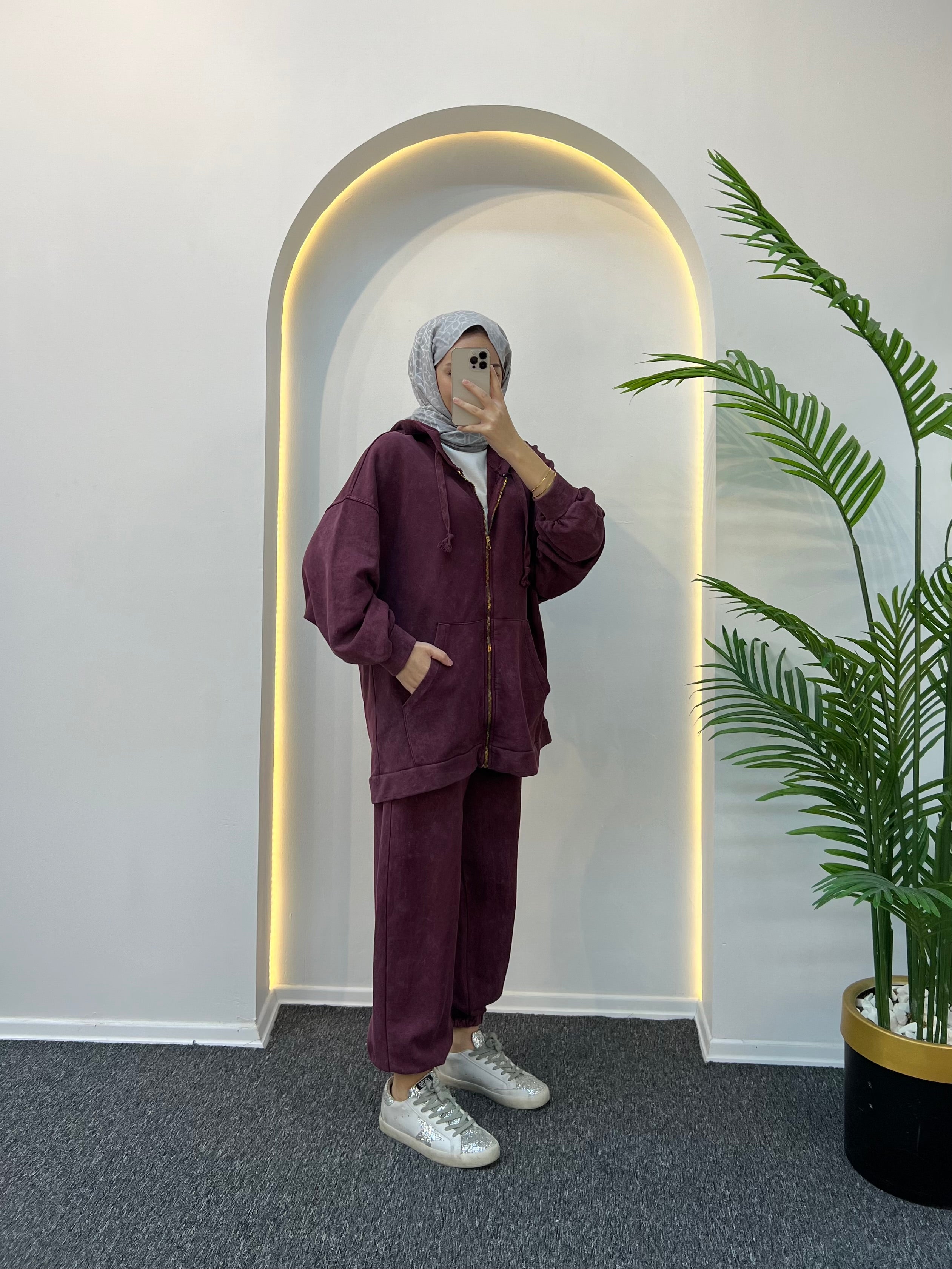 Lora Batik Desen Fermuarlı Eşofman Takımı