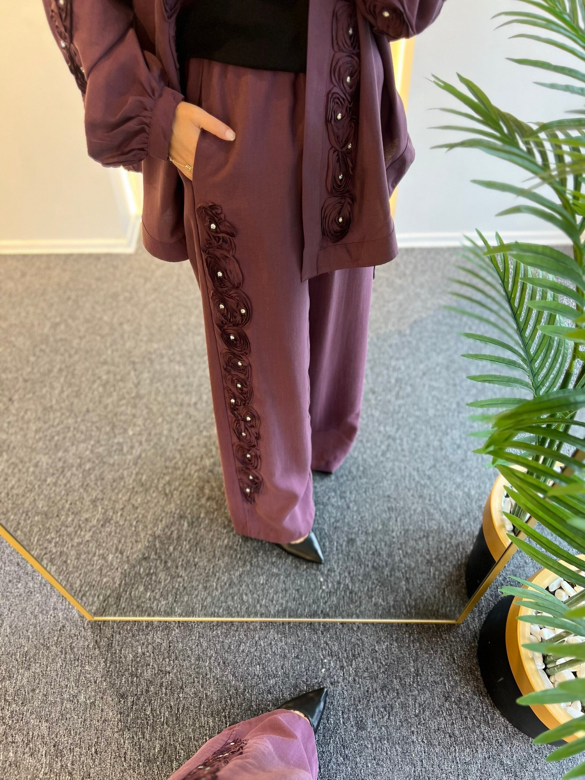 Taşlı Çiçek Pantolon