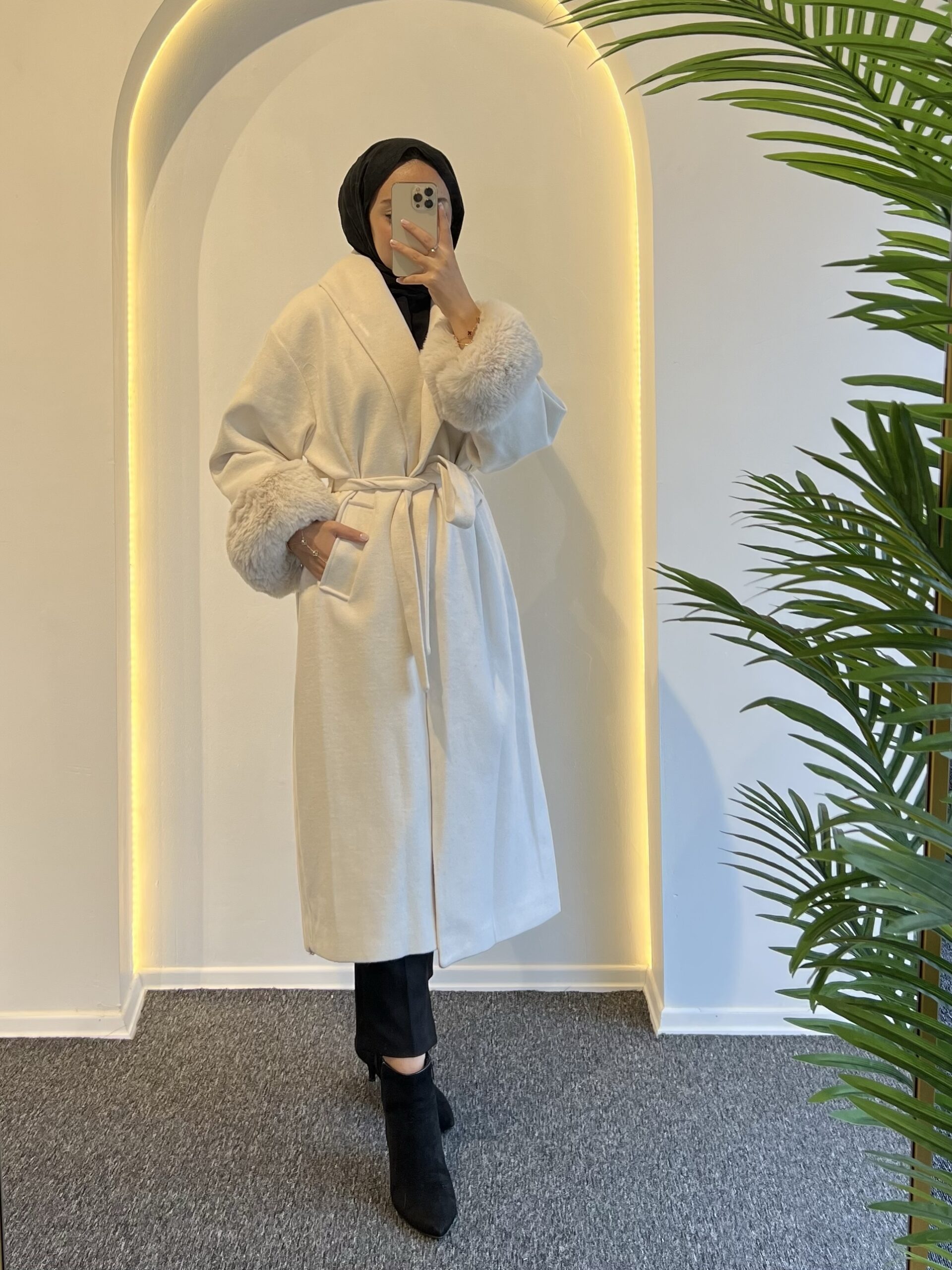 Luna Kürklü Kaşe Kaban