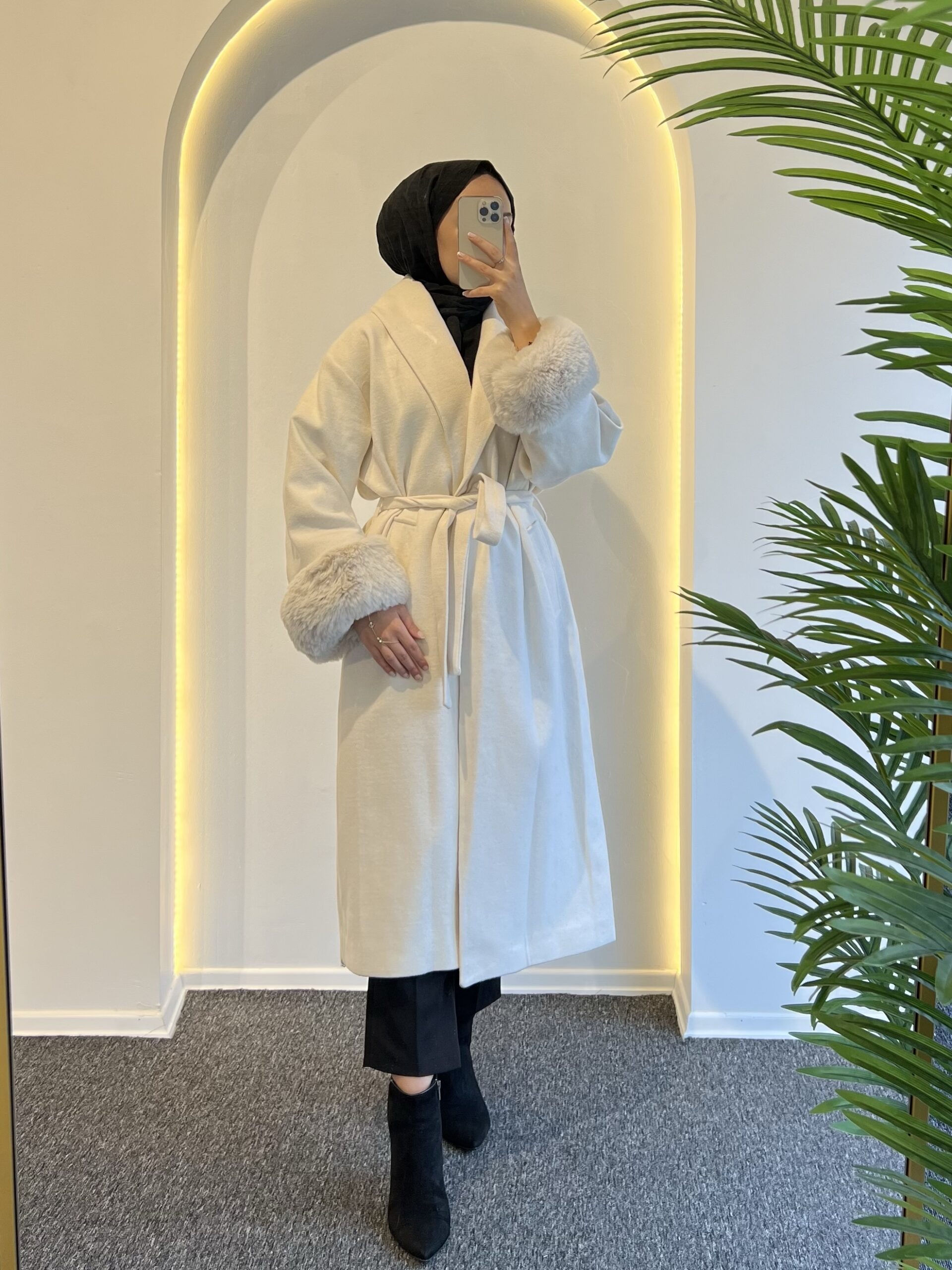 Luna Kürklü Kaşe Kaban