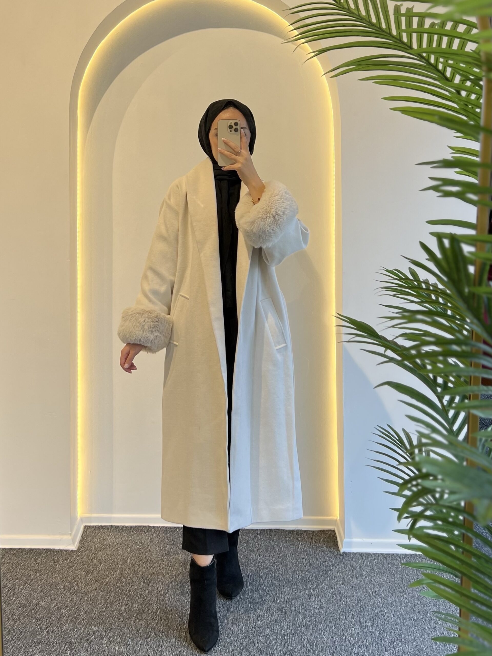 Luna Kürklü Kaşe Kaban