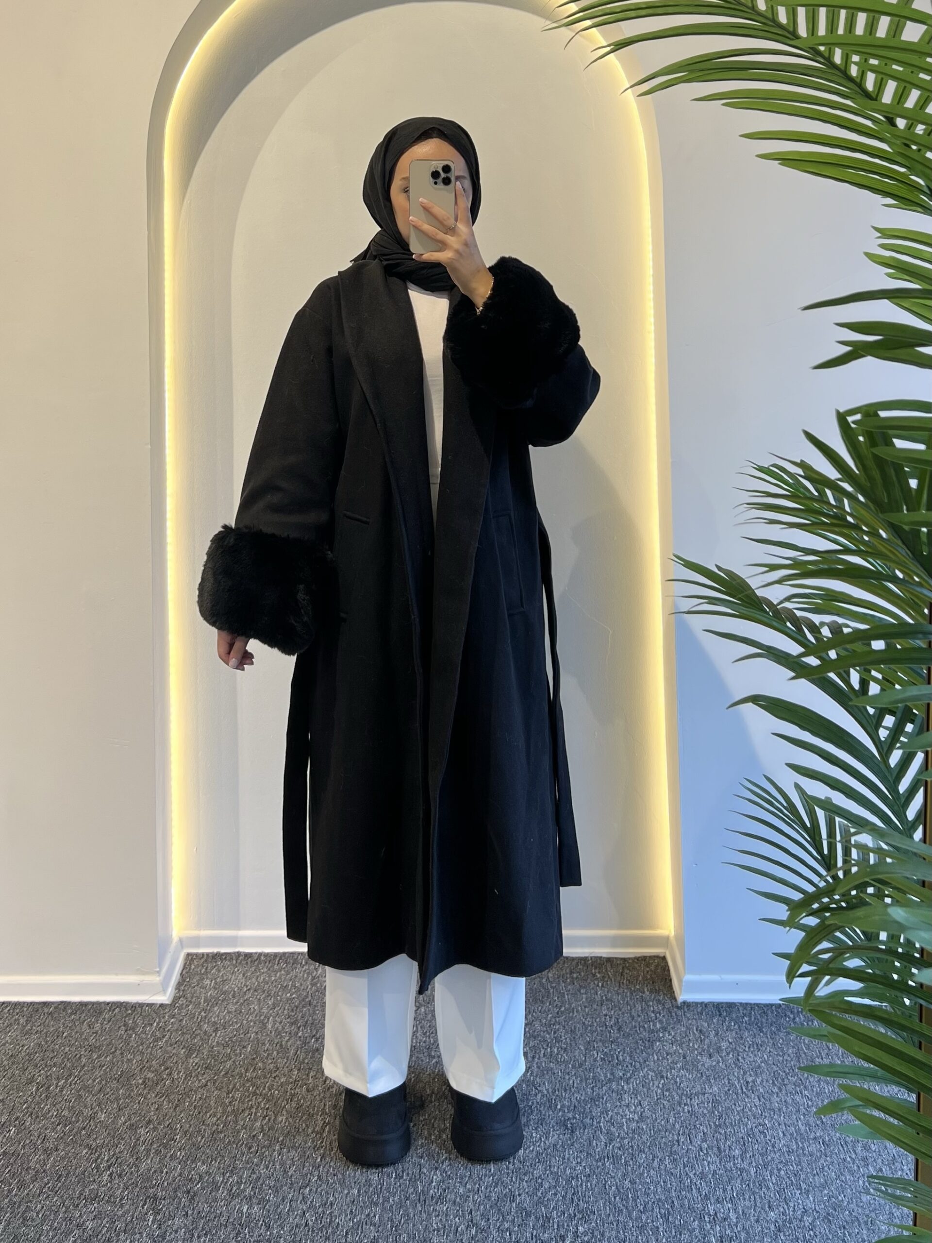 Luna Kürklü Kaşe Kaban