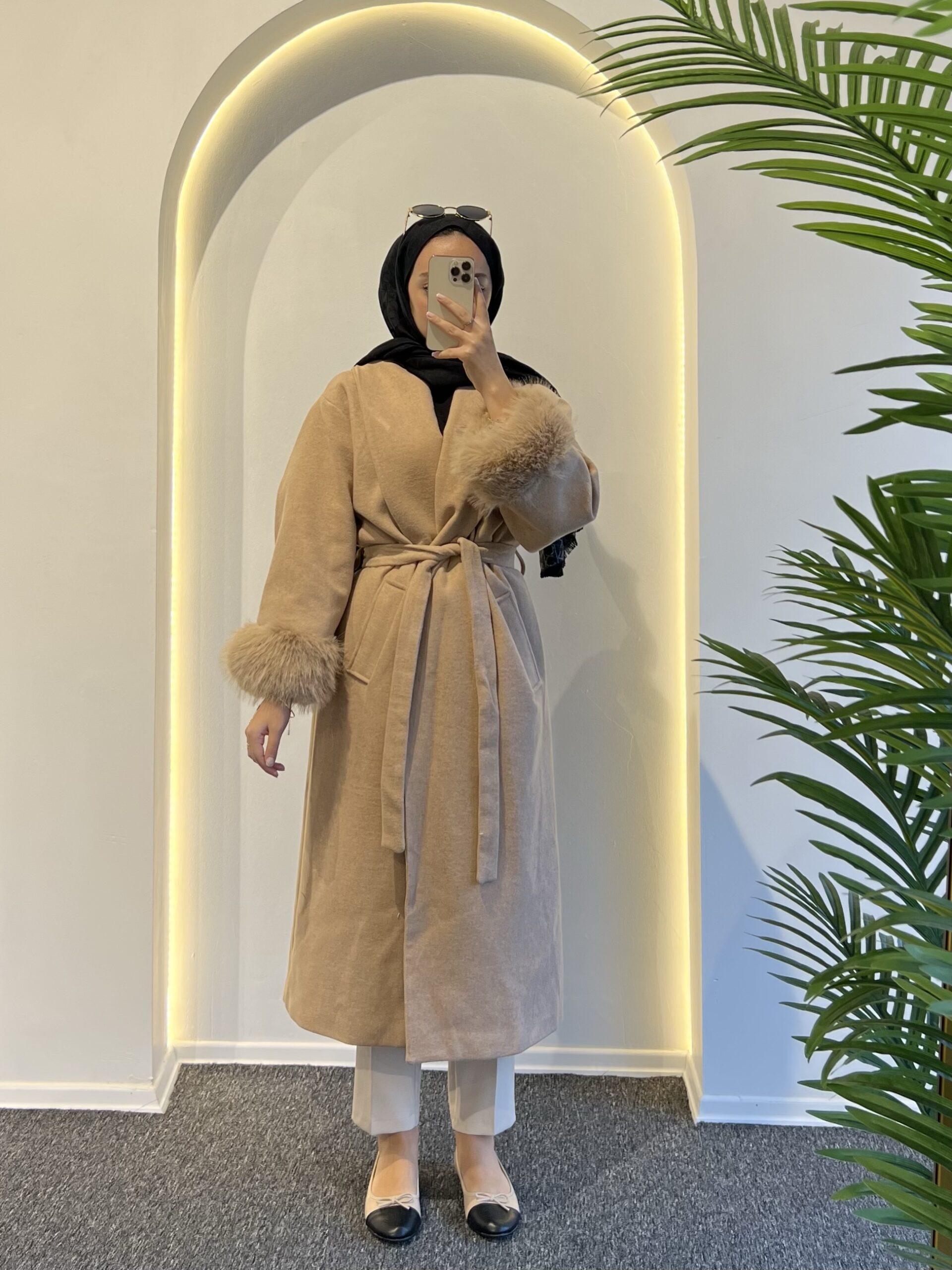 Luna Kürklü Kaşe Kaban