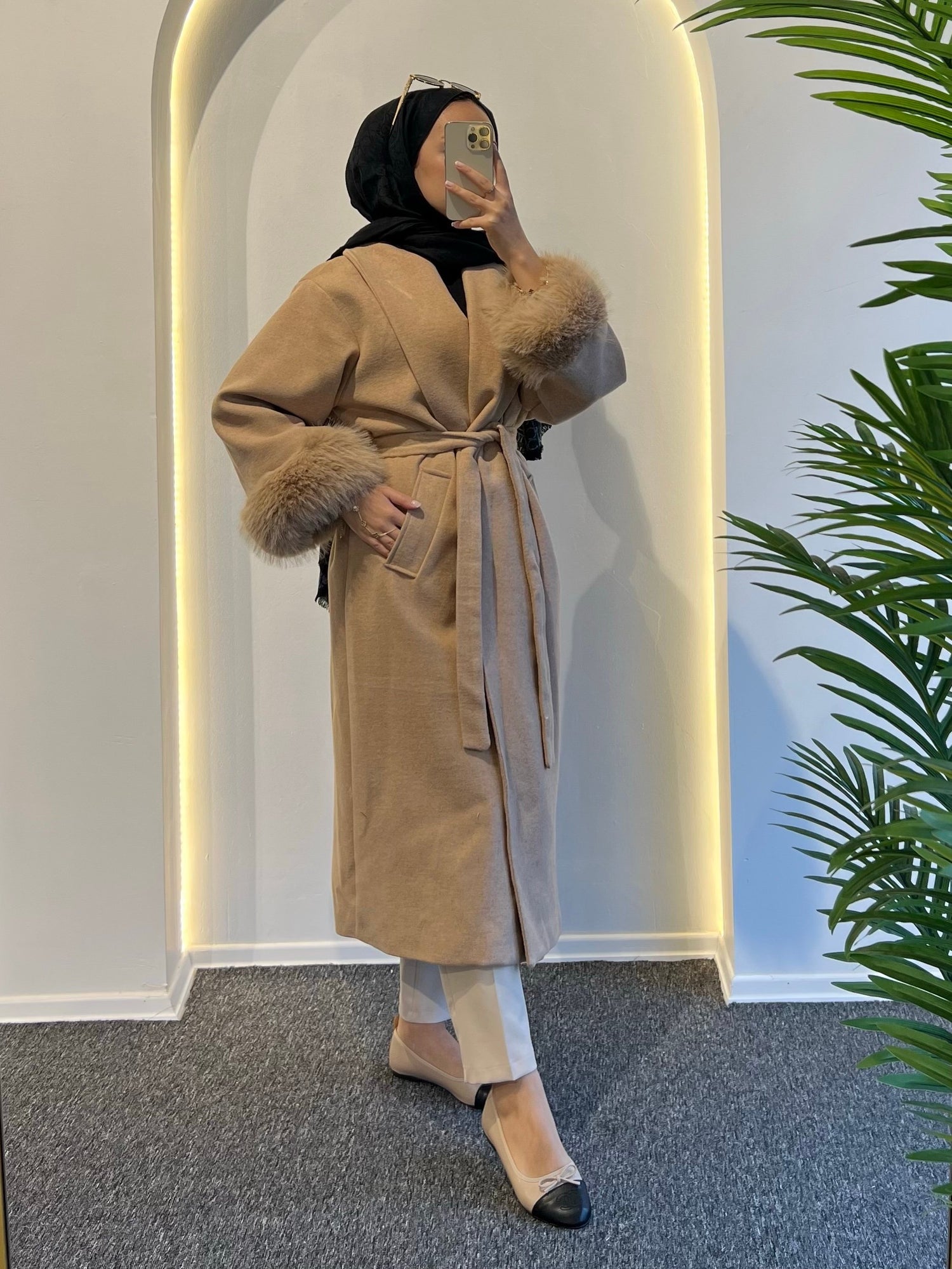 Luna Kürklü Kaşe Kaban