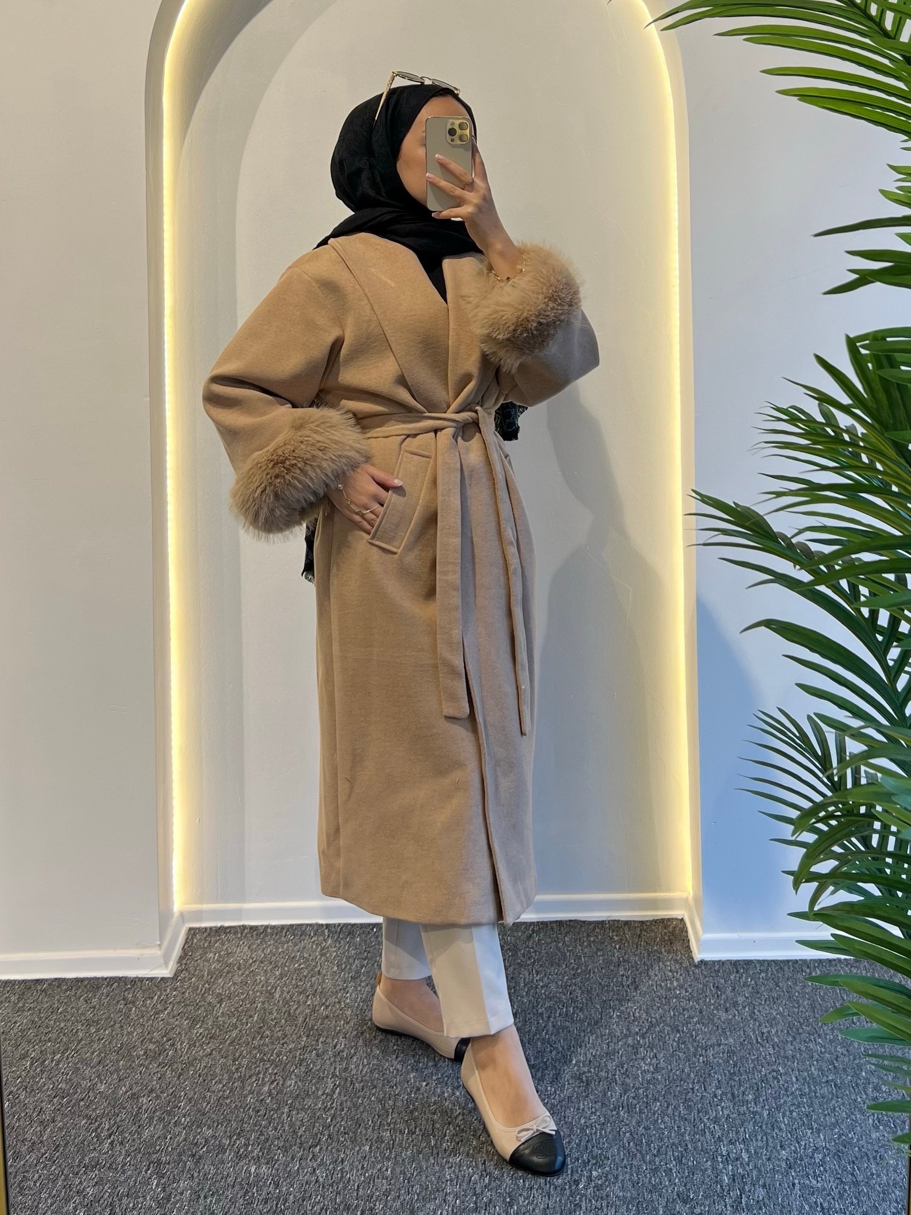 Luna Kürklü Kaşe Kaban