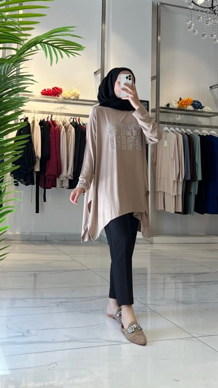 Miu Taşlı Penye Tunik - Görsel 5