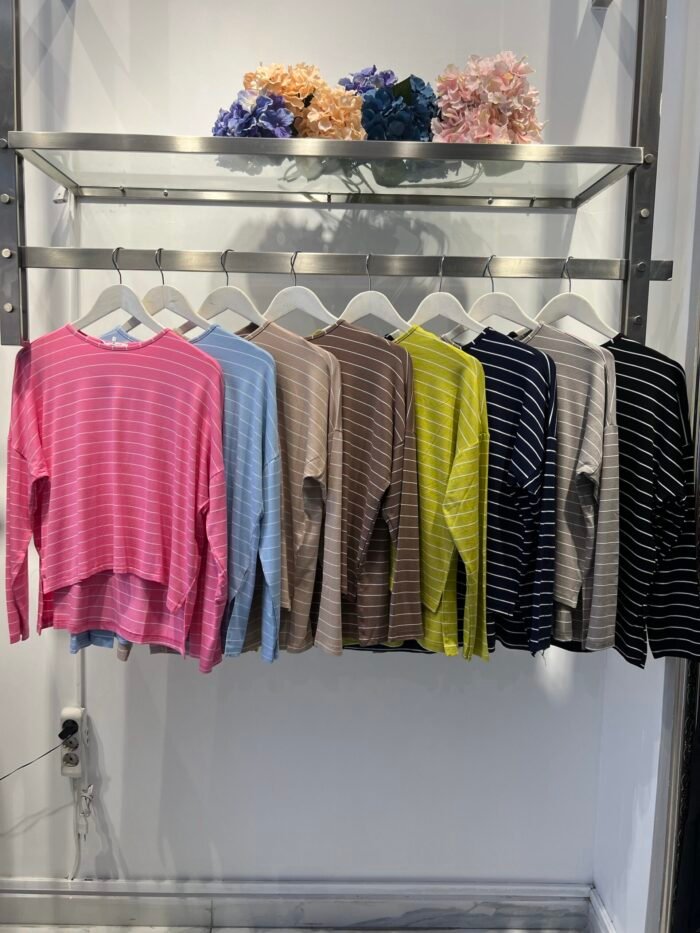 Çizgili Penye T-Shirt - Görsel 4