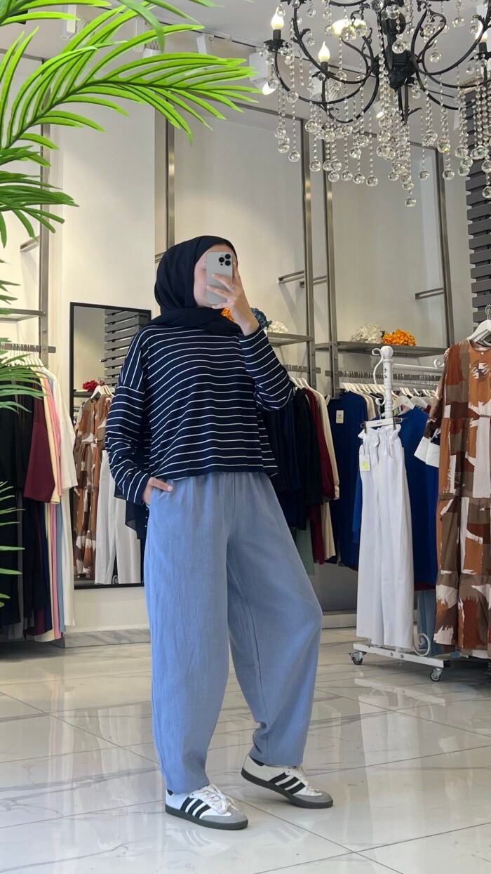 Çizgili Penye T-Shirt - Görsel 3